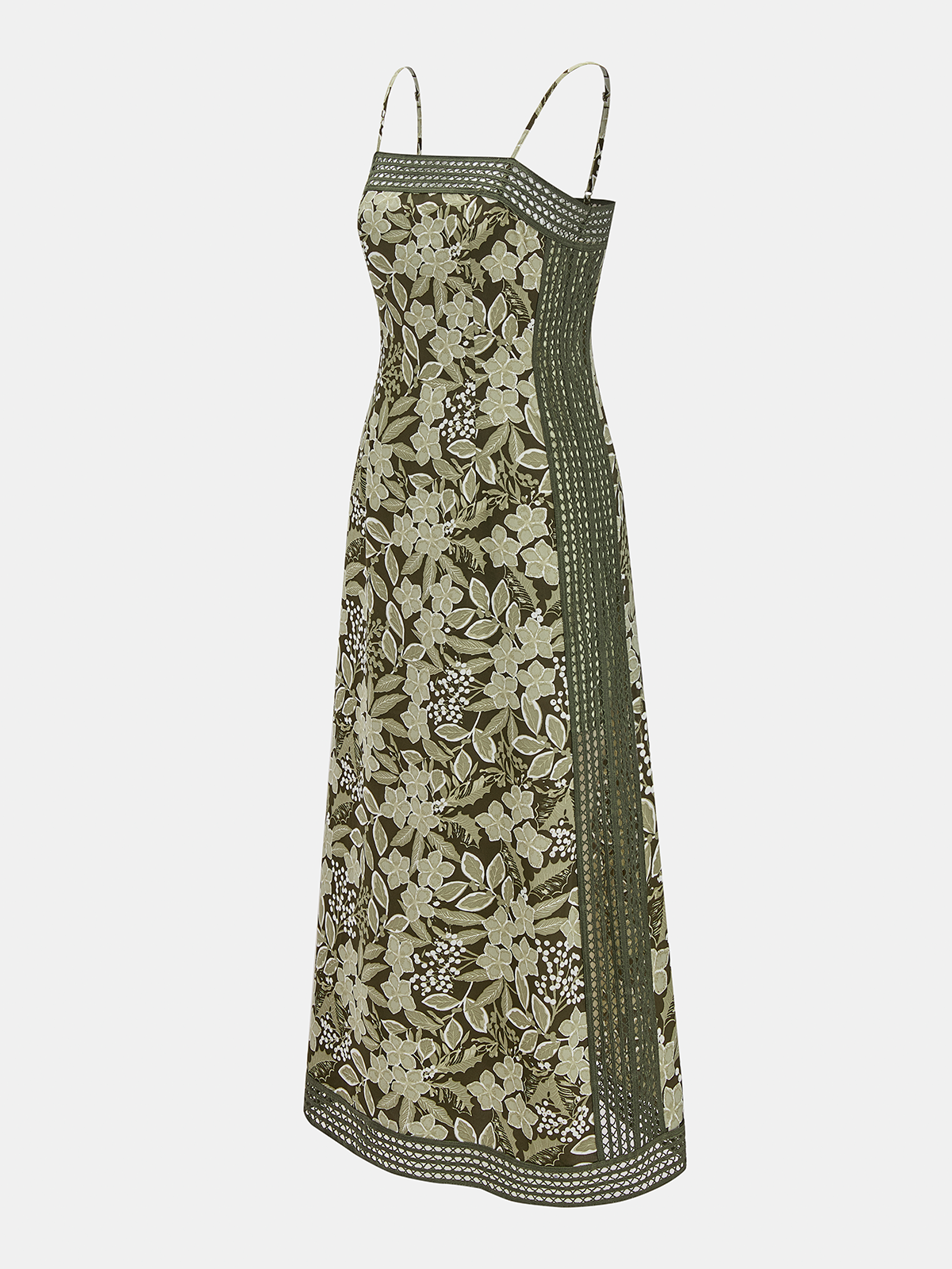 Crochet Trim Floral Print Slip Dress with Boho Style Accents