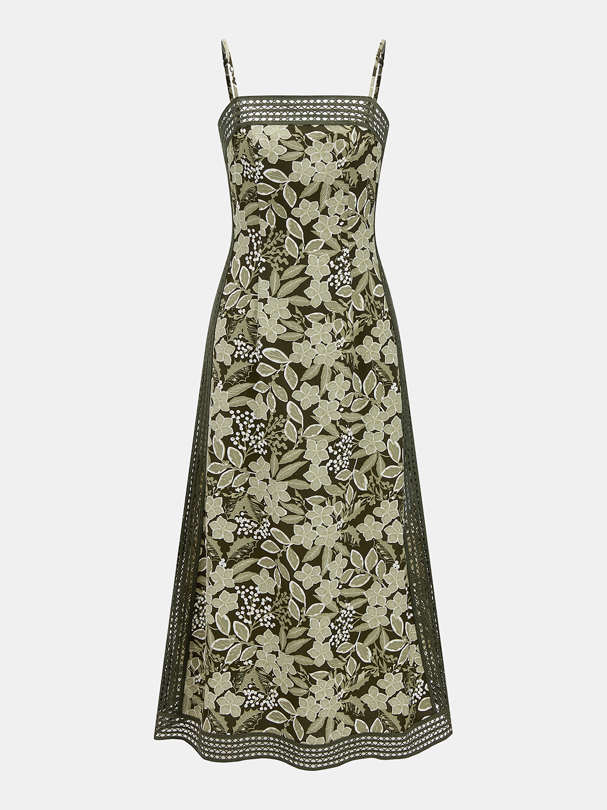 Crochet Trim Floral Print Slip Dress with Boho Style Accents
