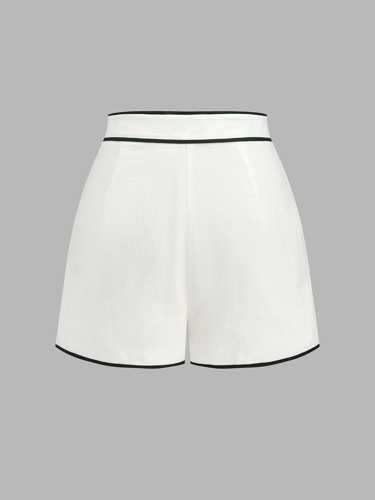 Cotton Linen Contrast Trim Top & Shorts Set for Casual Wear