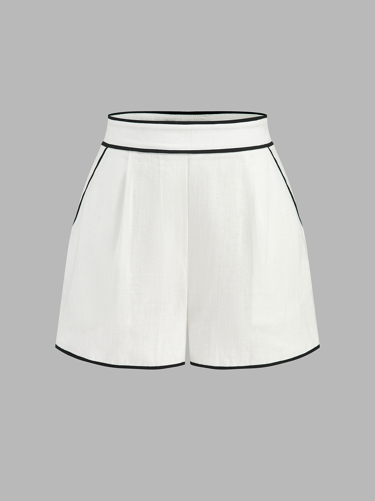 Cotton Linen Contrast Trim Top & Shorts Set for Casual Wear