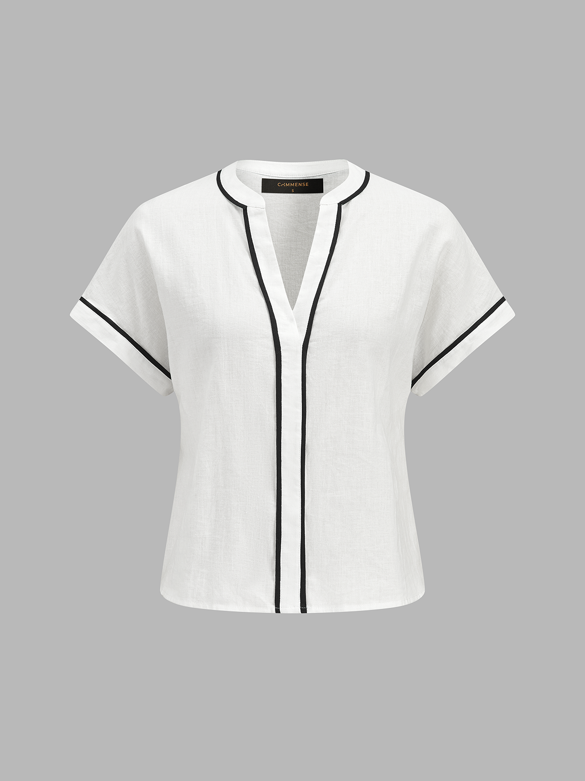 Cotton Linen Contrast Trim Top & Shorts Set for Casual Wear