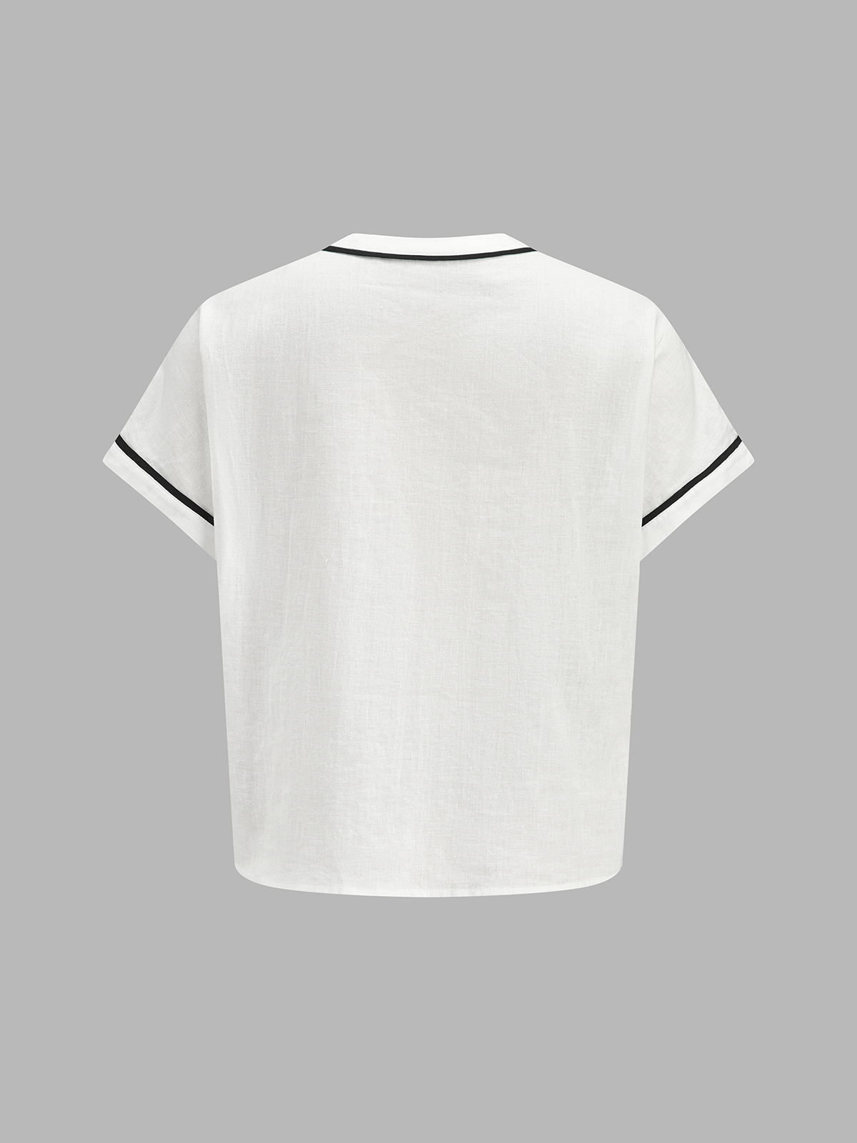 Cotton Linen Contrast Trim Top & Shorts Set for Casual Wear