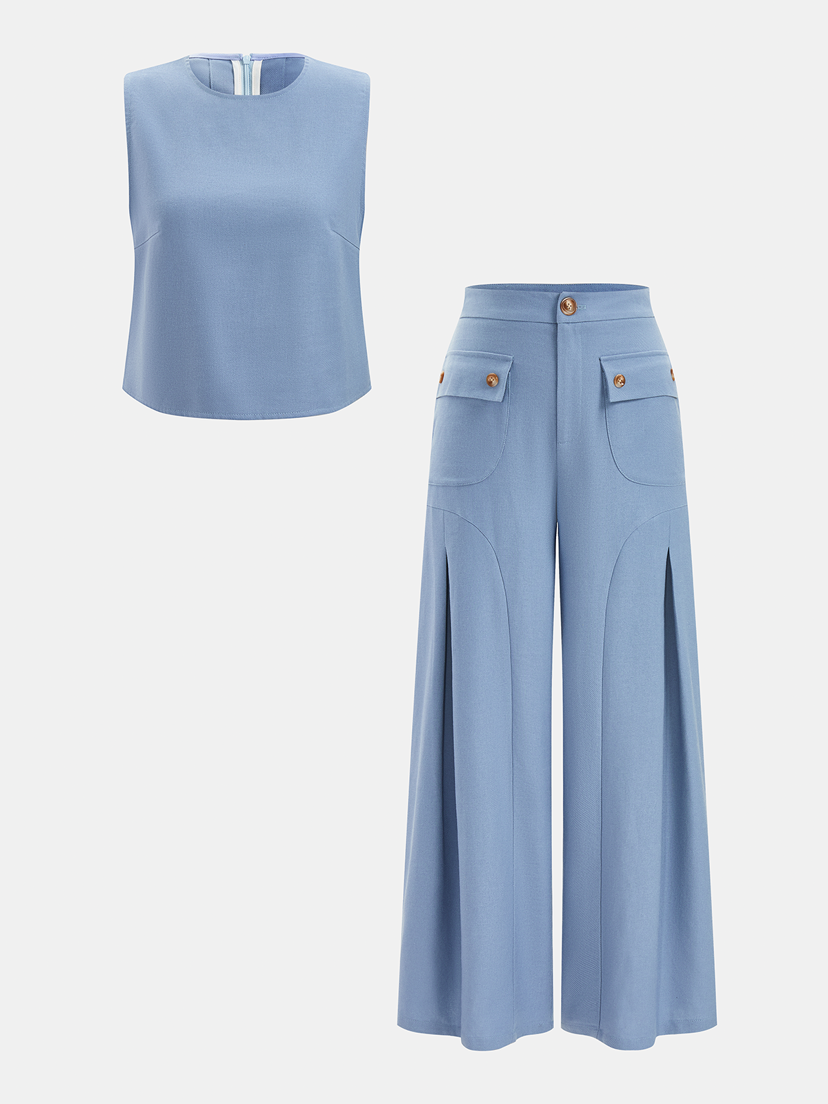 Linen-Blend Sleeveless Top & Pants Set for Women Comfort Fit
