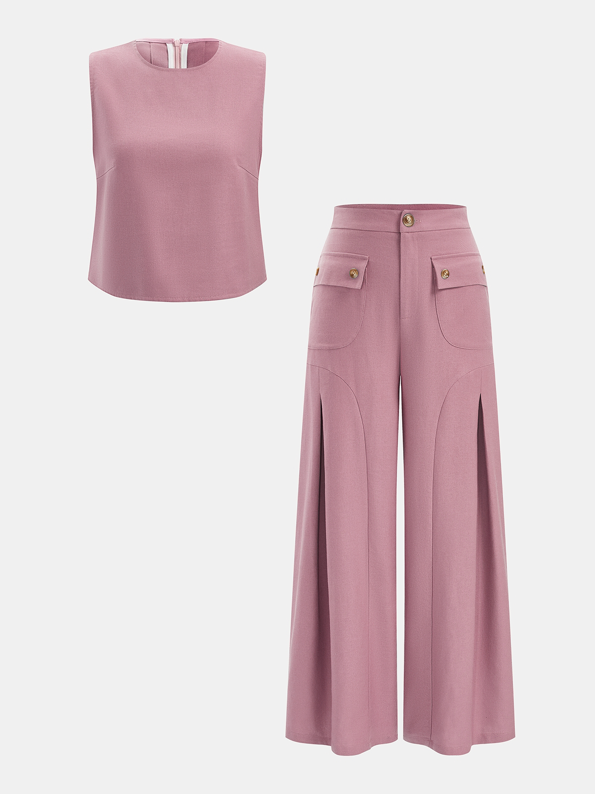 Linen-Blend Sleeveless Top & Pants Set for Women Comfort Fit