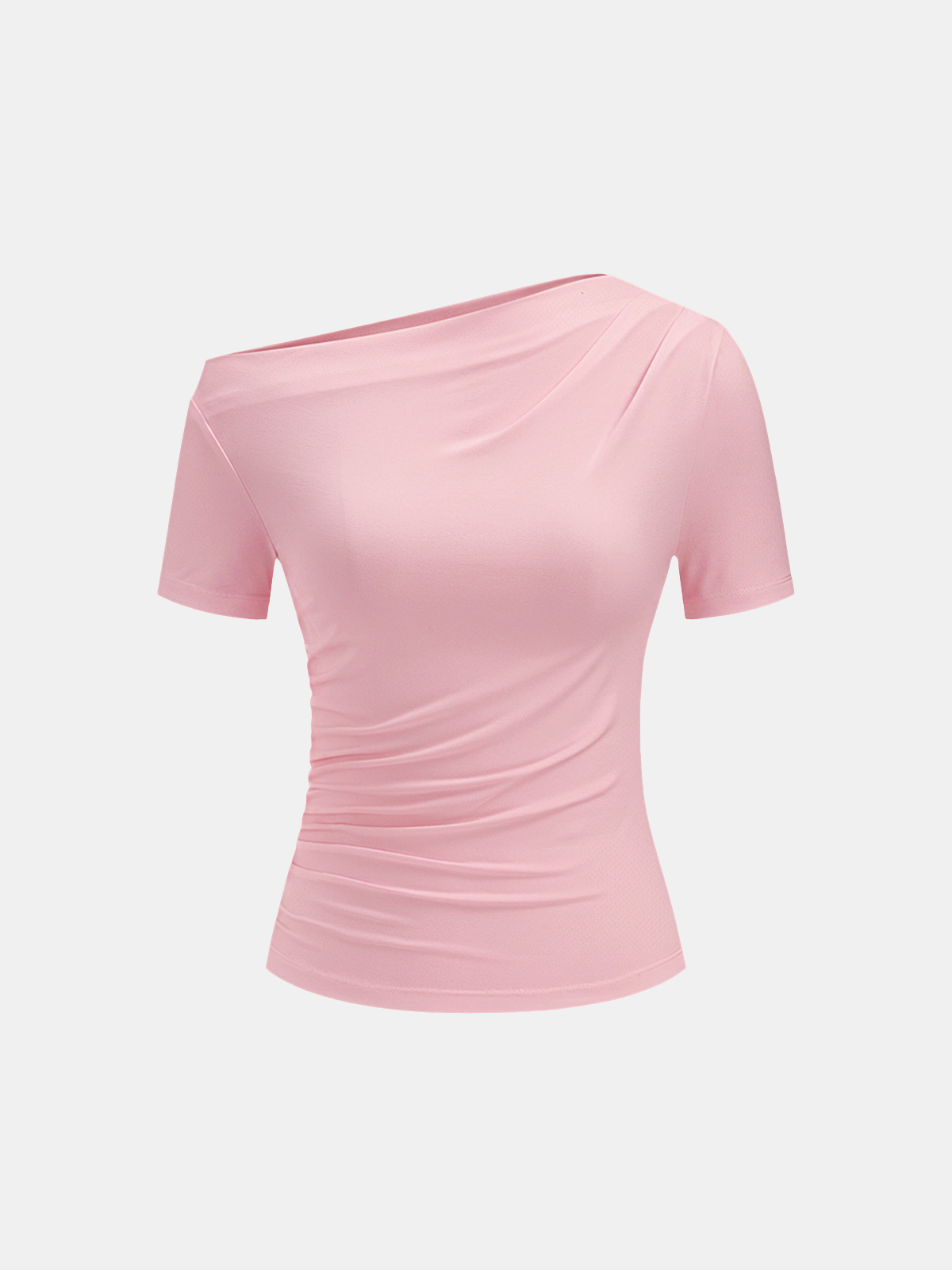 Ruched Off Shoulder Slim Short Sleeve Top for Women Casual Wear