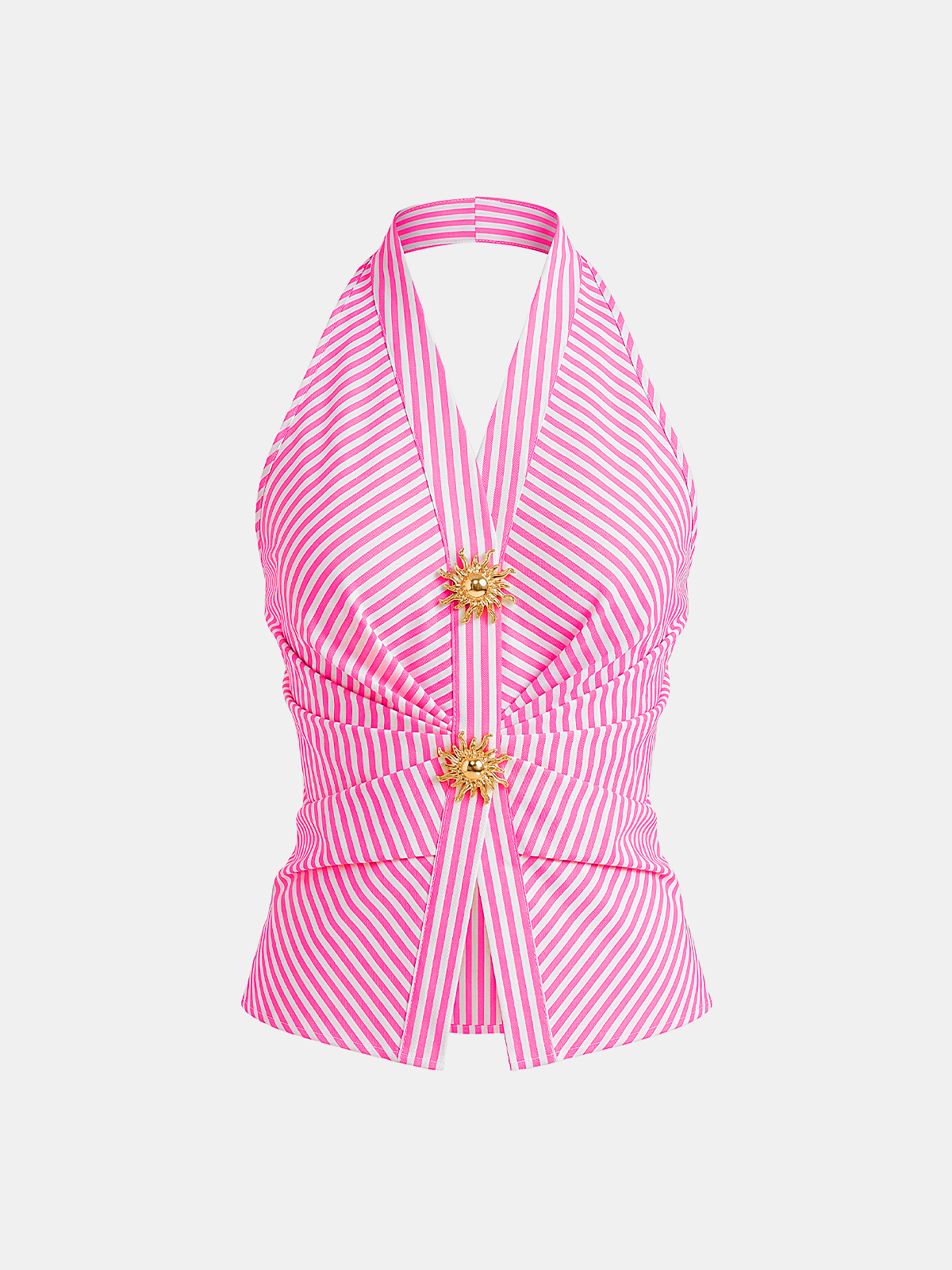 Cotton Blend Striped Halter Top for Women Casual Summer Wear