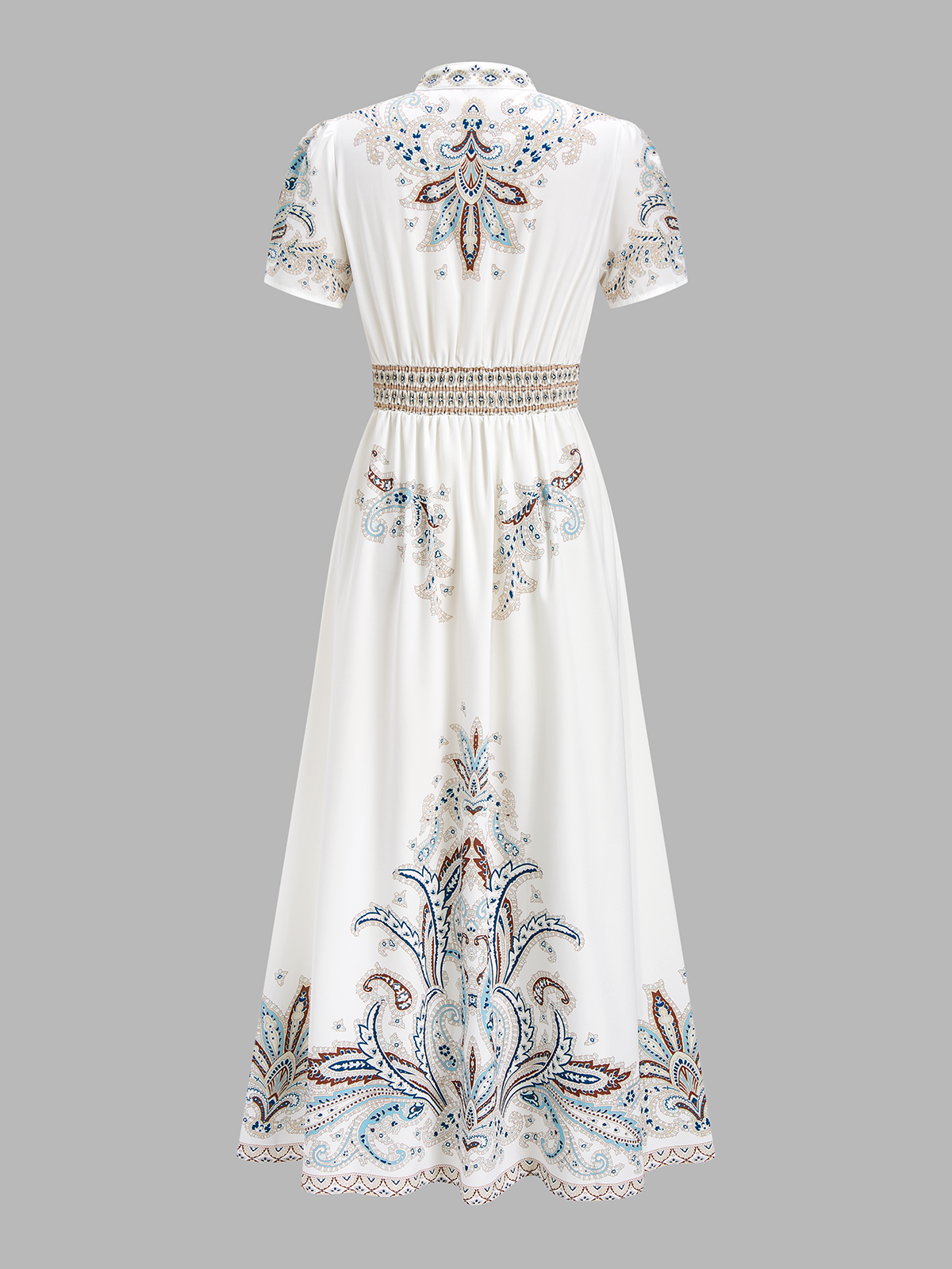 Paisley Printed Short Sleeve Maxi Dress for Women Casual Summer