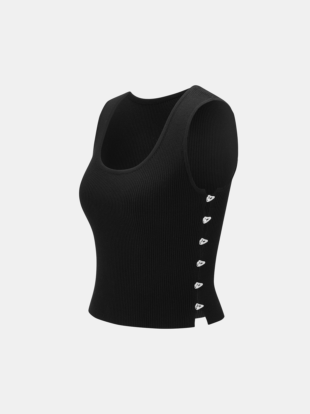 Side Cutout Ribbed Knit Tank Top for Women Sleeveless Summer Fashion