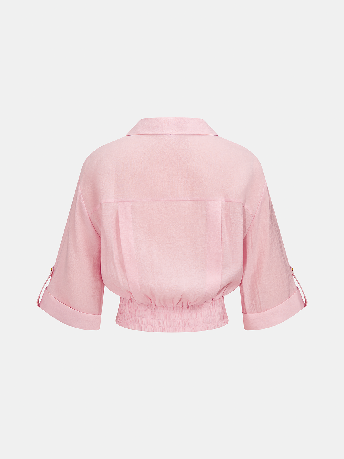 Cropped V Neck Button Front Blouse - Women's Casual Summer Top