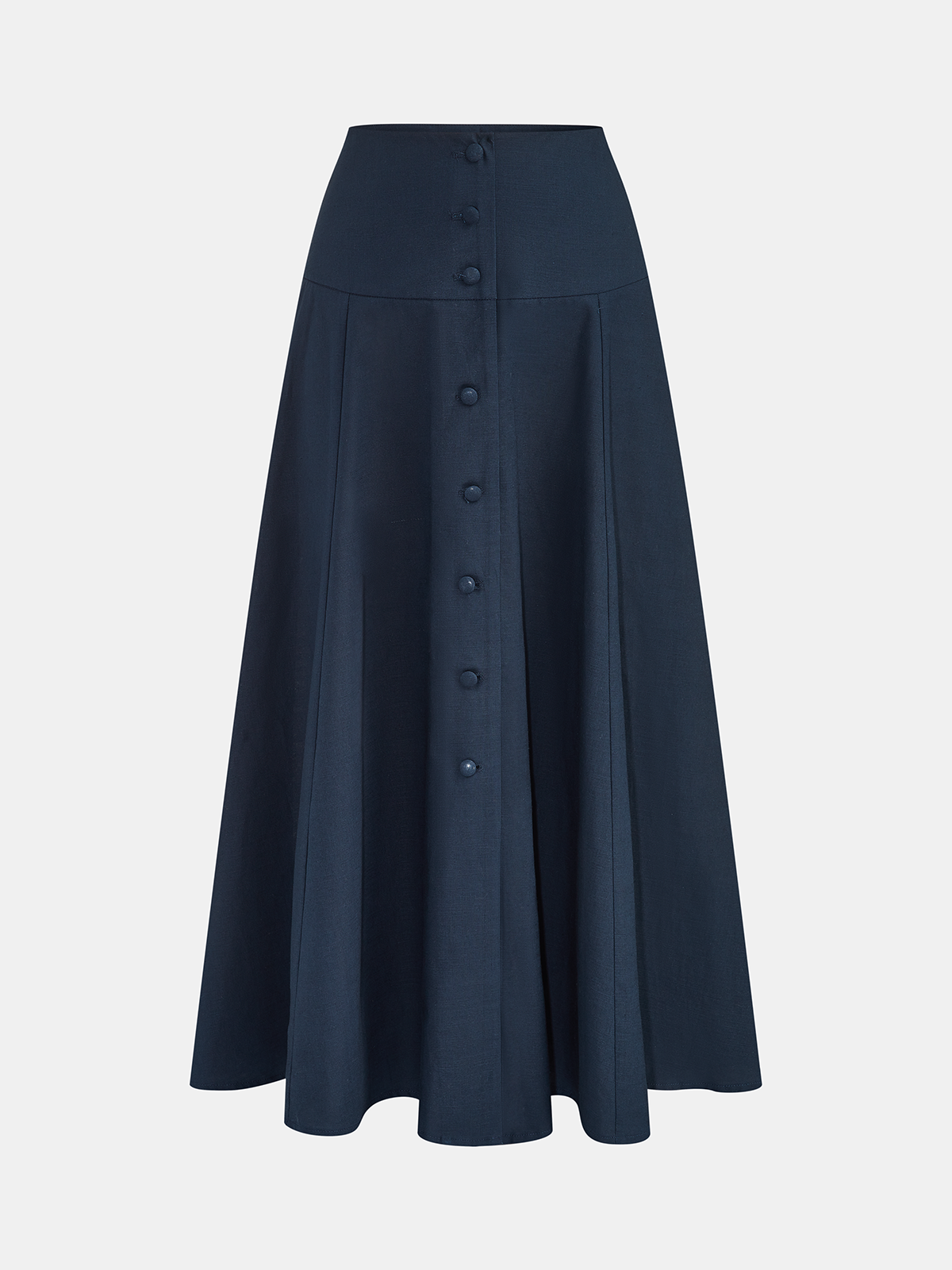 Cotton Linen Button-Front Blouse & Skirt Set for Women Casual Wear