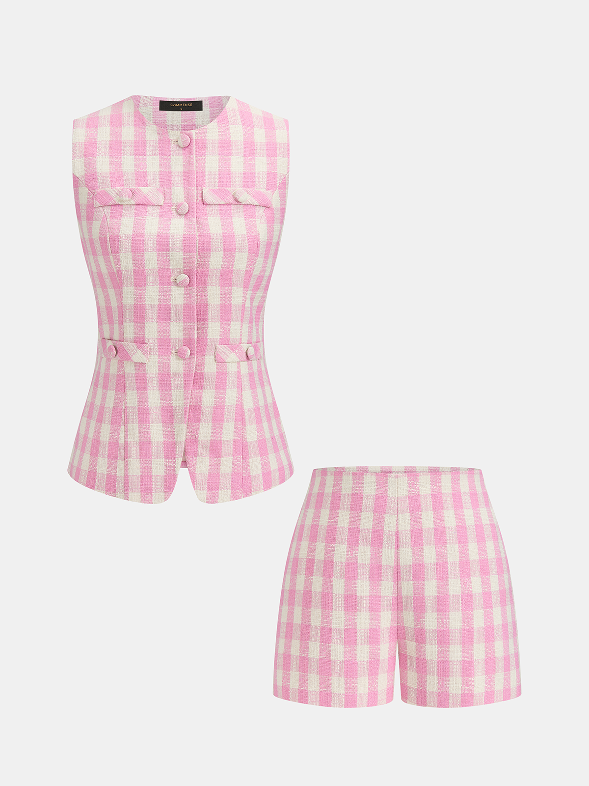 Gingham Sleeveless Vest & Shorts Set for Women Summer Casual