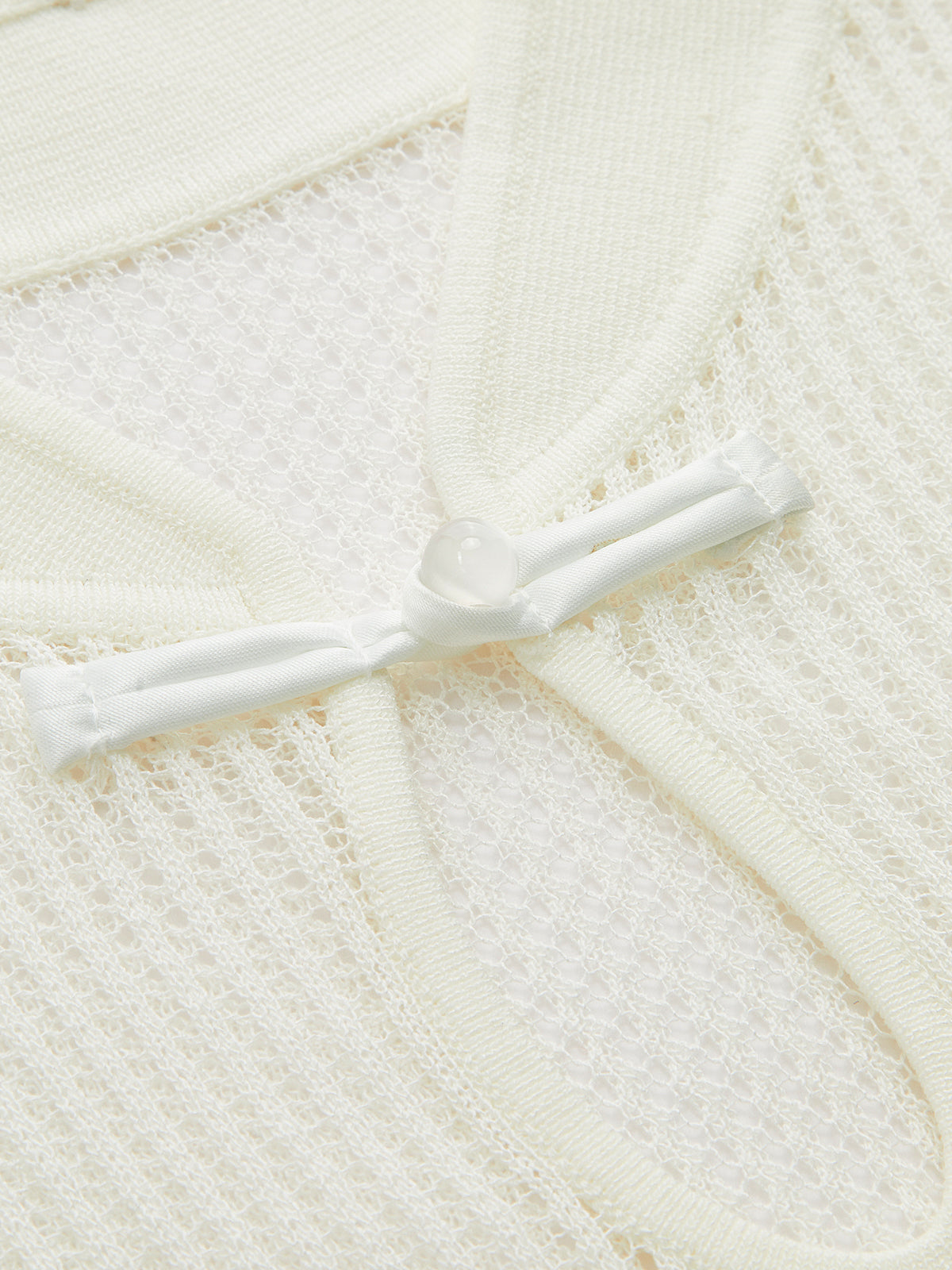 Mandarin Collar Hollow Knit Tank Top Lightweight Sleeveless