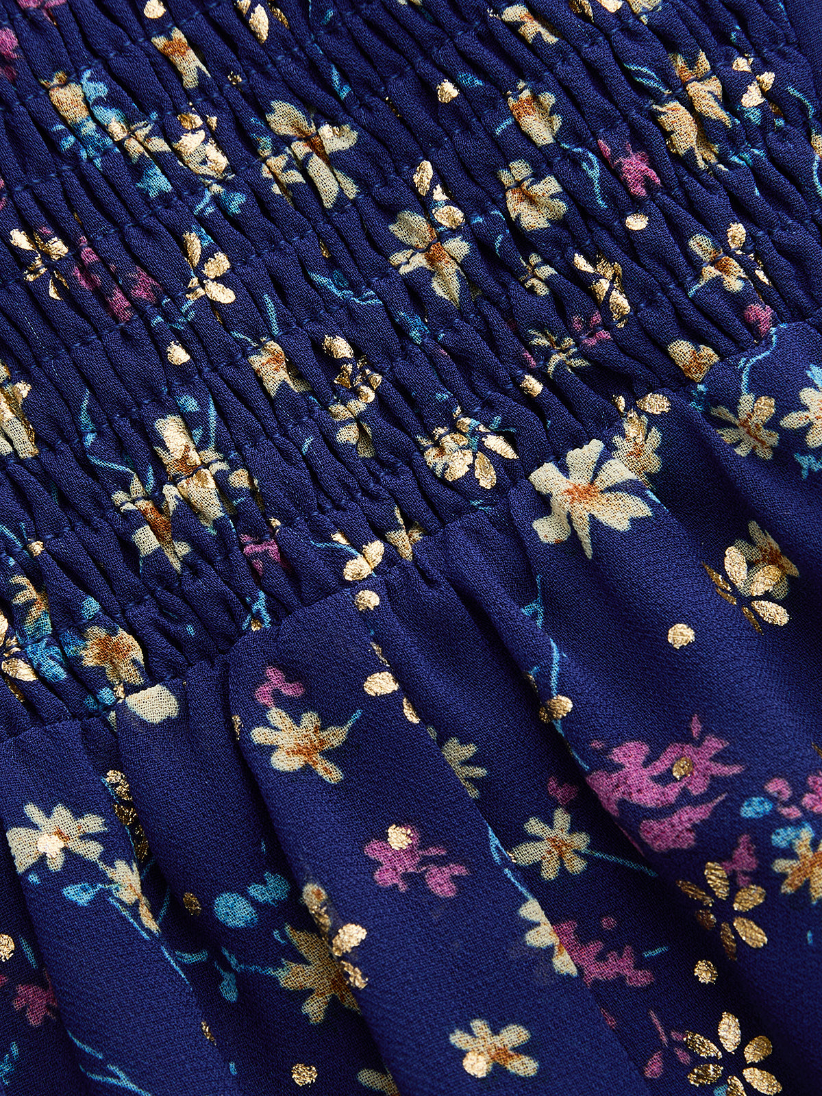 Ditsy Print Chiffon Maxi Dress with Elegant Long Sleeves