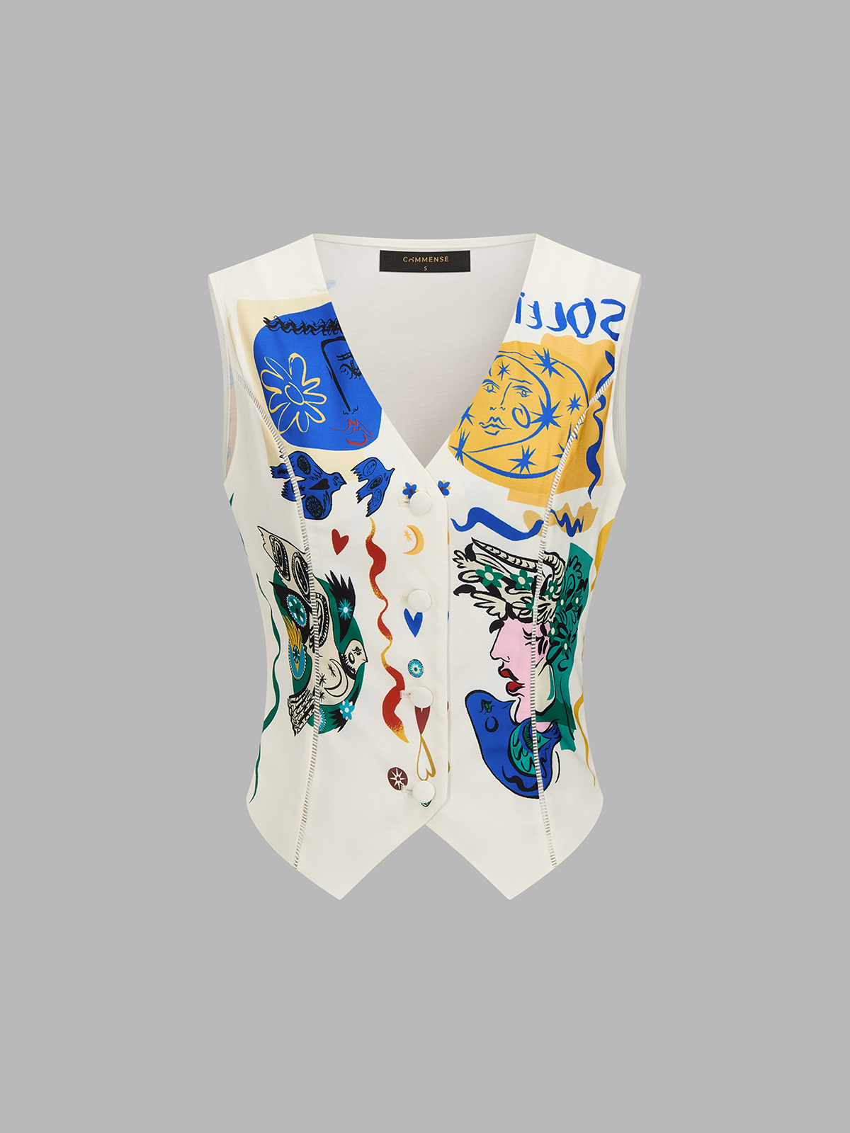 Abstract Art Print Vest & Shorts Set - Trendy Summer Casual Outfit