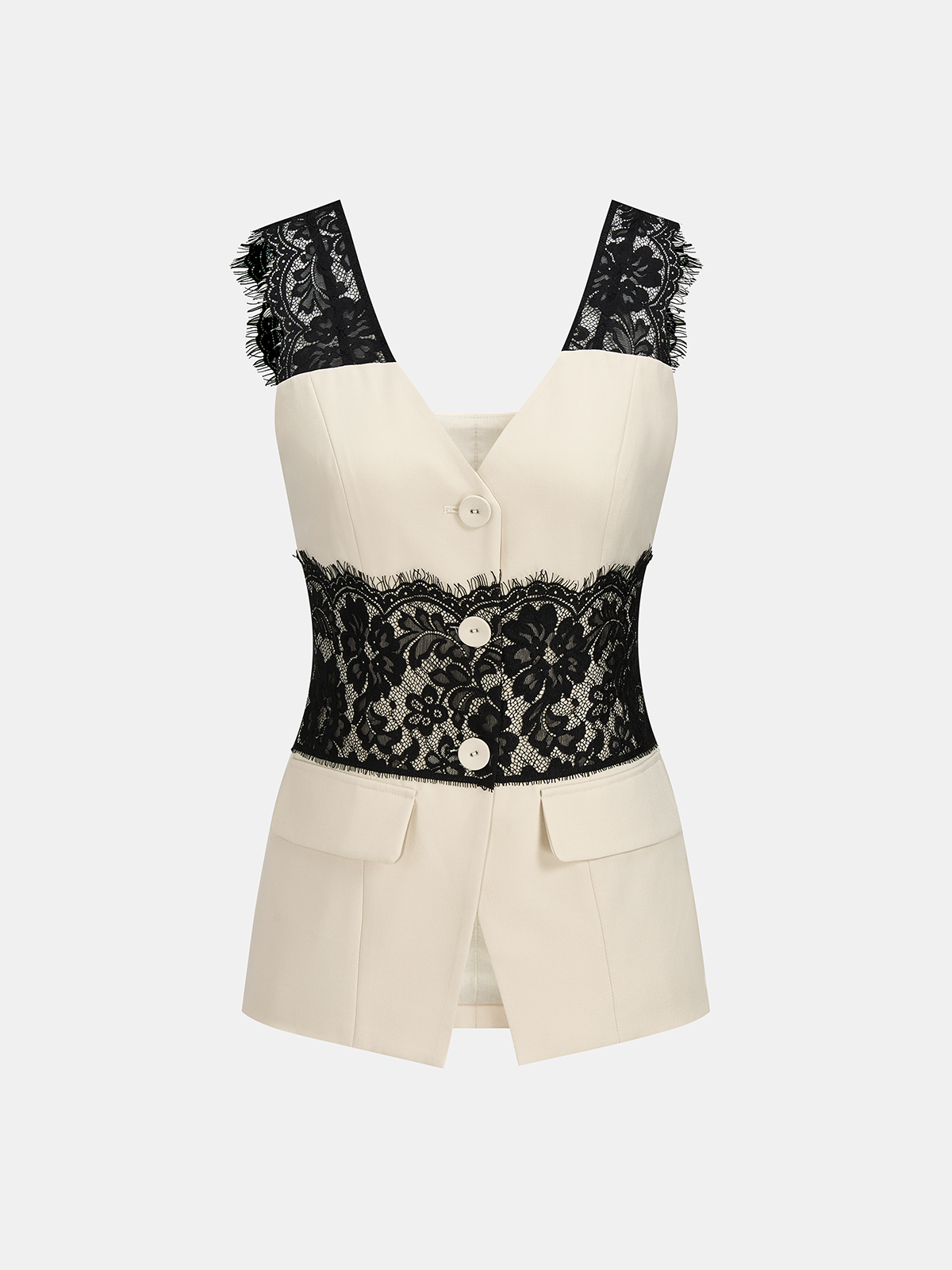 Lace Panel Sleeveless Vest & Pants Set Women's Casual Outfit