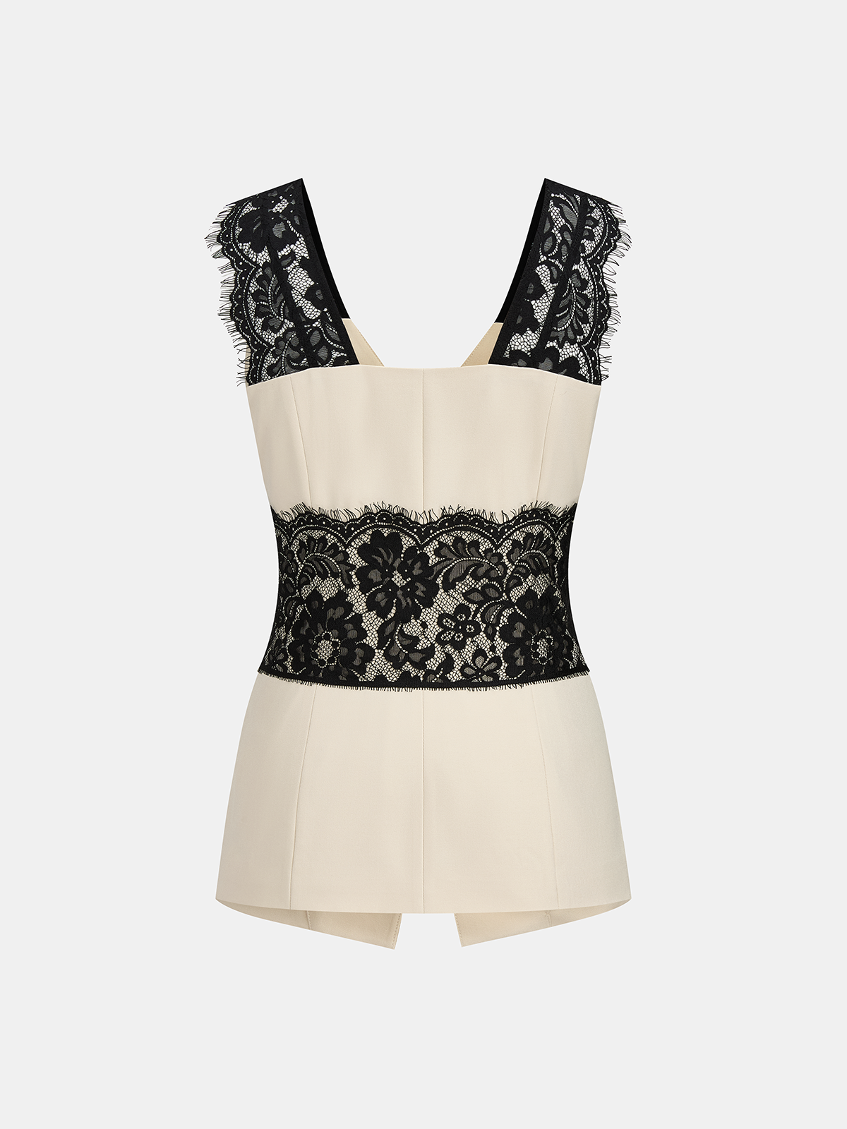 Lace Panel Sleeveless Vest & Pants Set Women's Casual Outfit