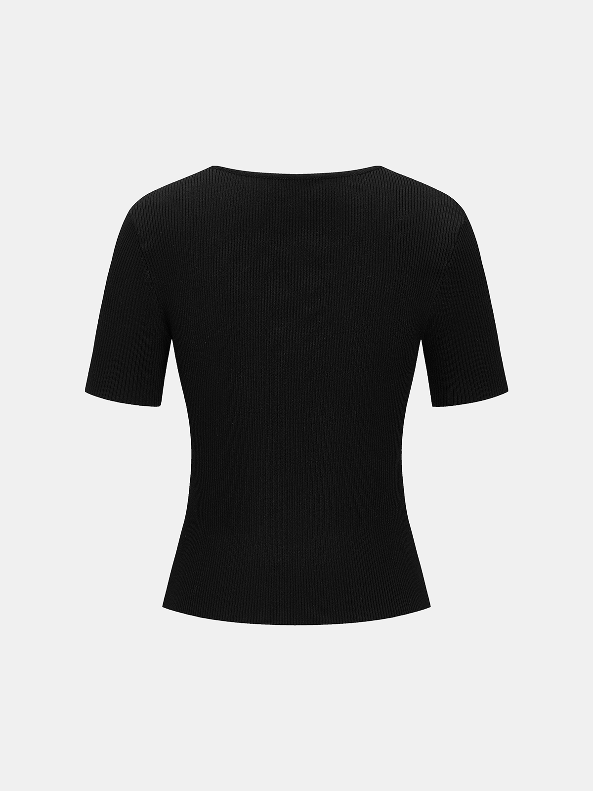 Metal Detail Short Sleeve Ribbed Knit Top - Women's Casual Fashion Knitwear Essentials