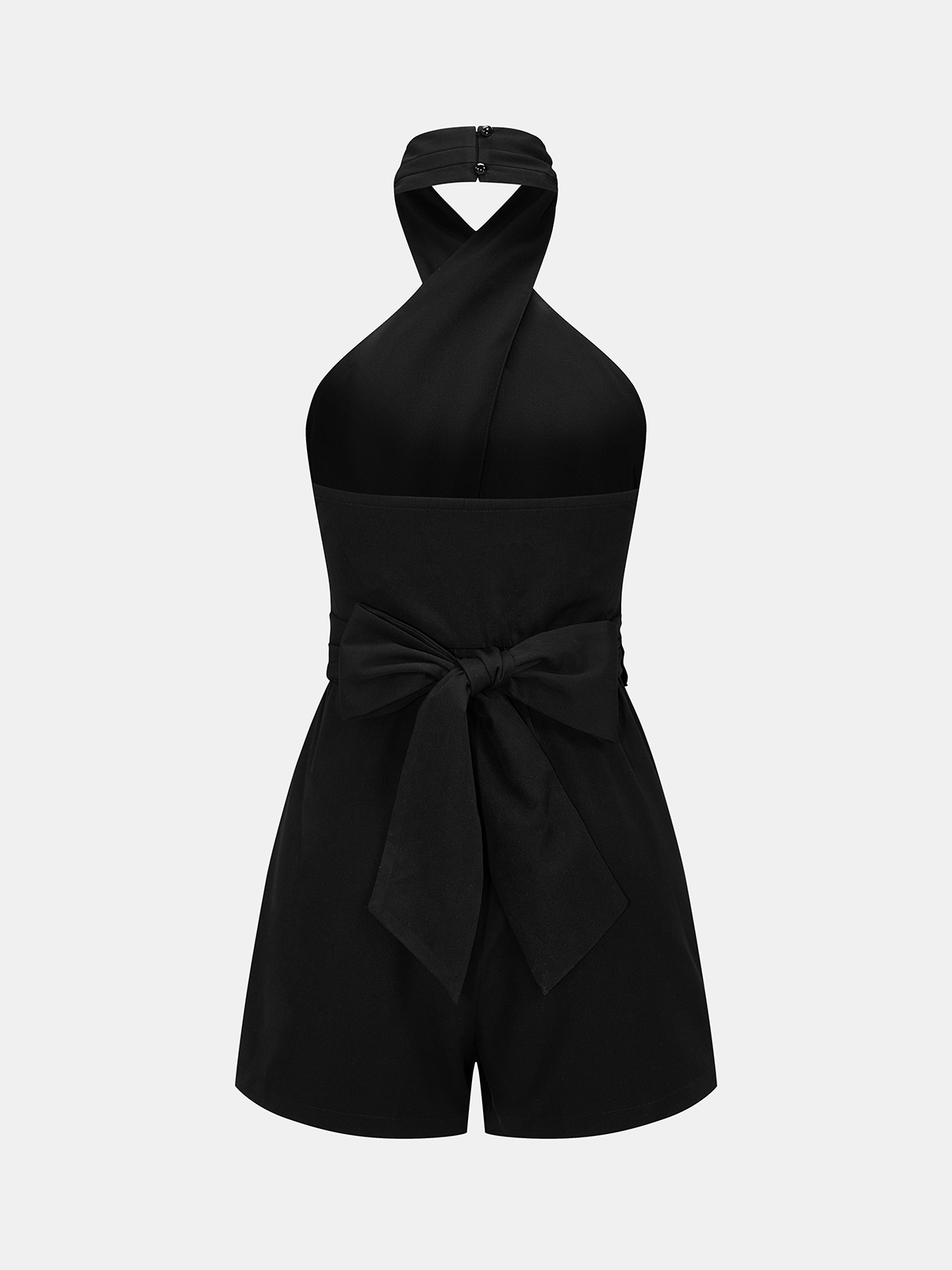 Tie-Back Cross Halter Neck Romper with Side Pockets for Women
