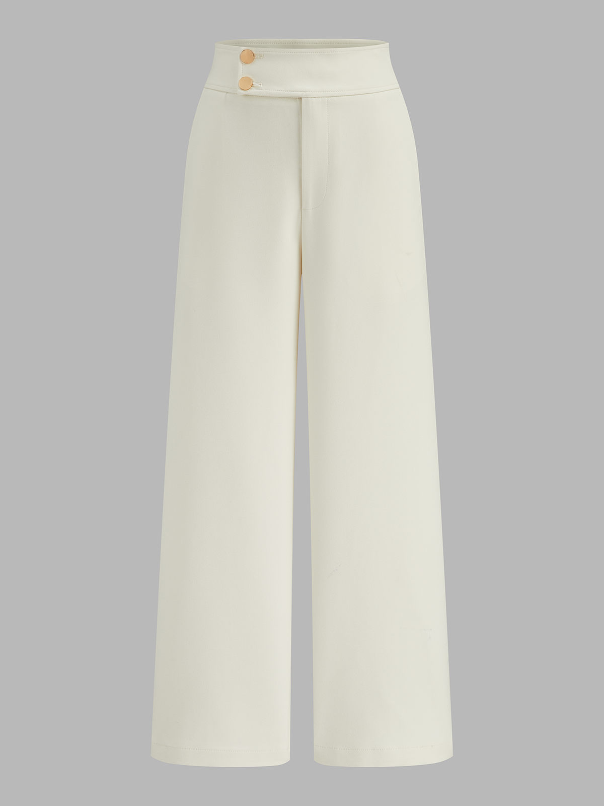 Metal Button Straight-Leg Cropped Pants for Women Casual Fit