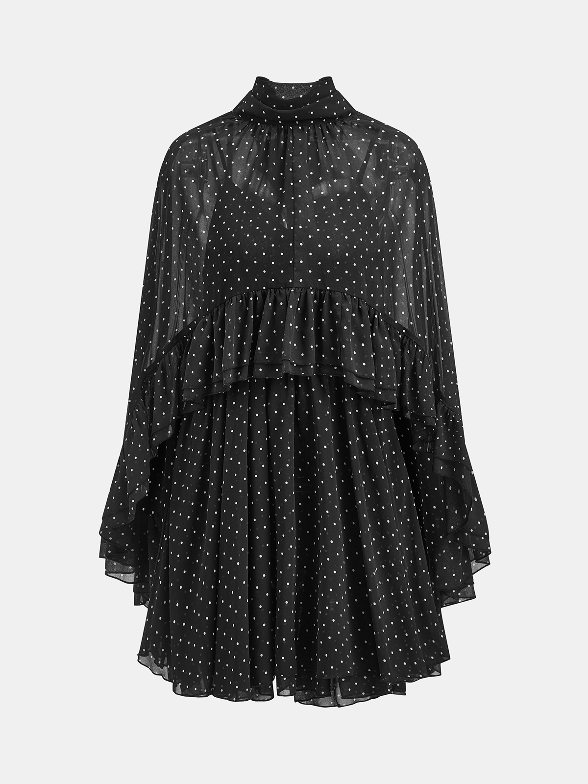 Polka Dot Chiffon Two Piece Flowy Dress Set for Women
