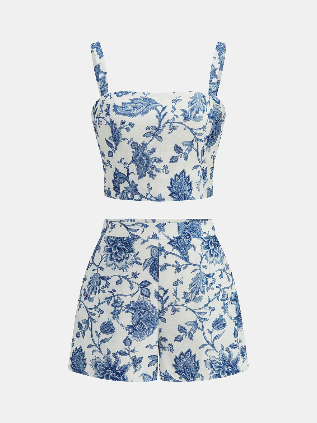 Floral Print Cropped Cami Top & Shorts Set for Women Summer Casual