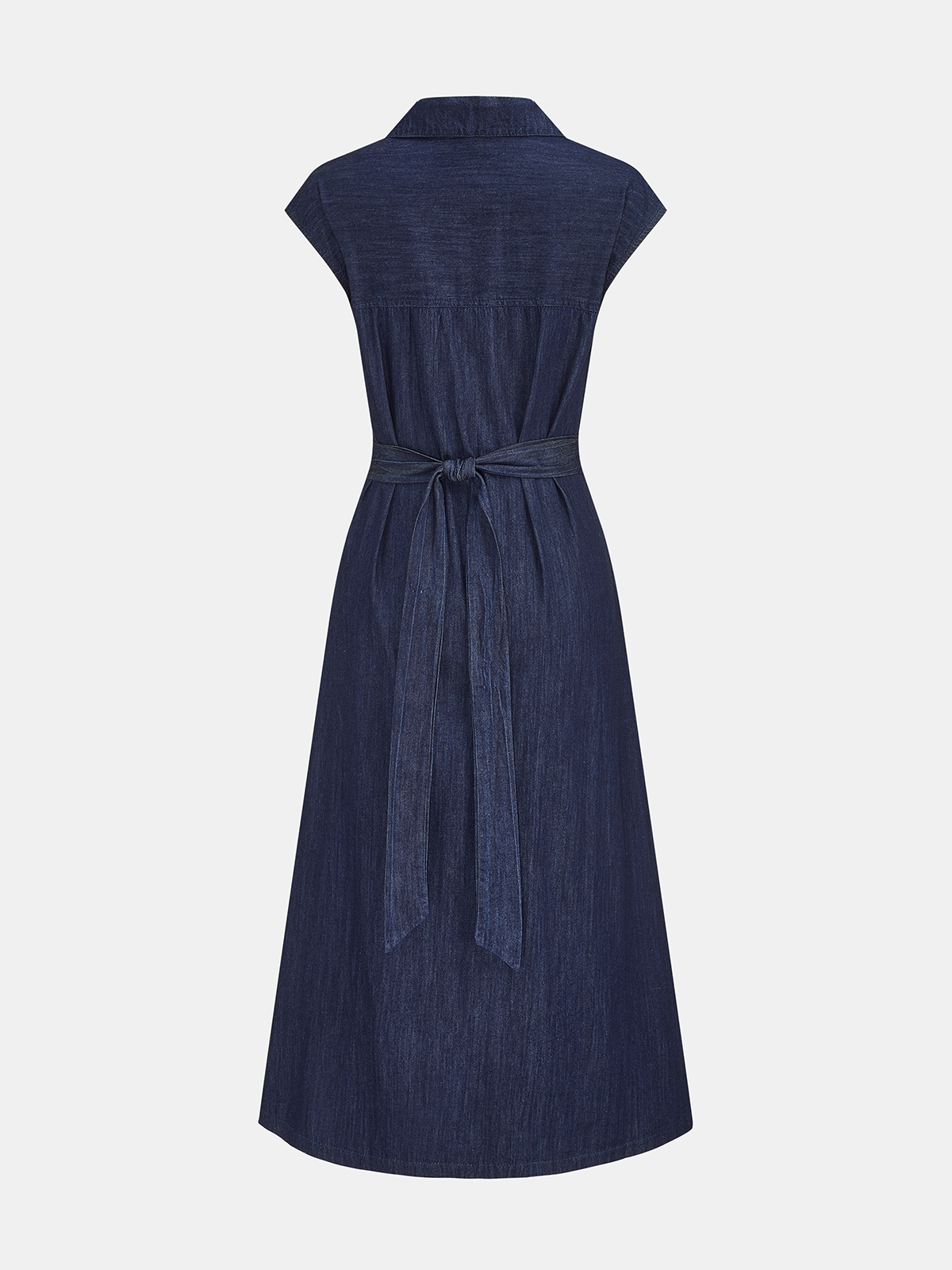Twisted Waist Midi Shirt Dress with Long Sleeves and Button Detail