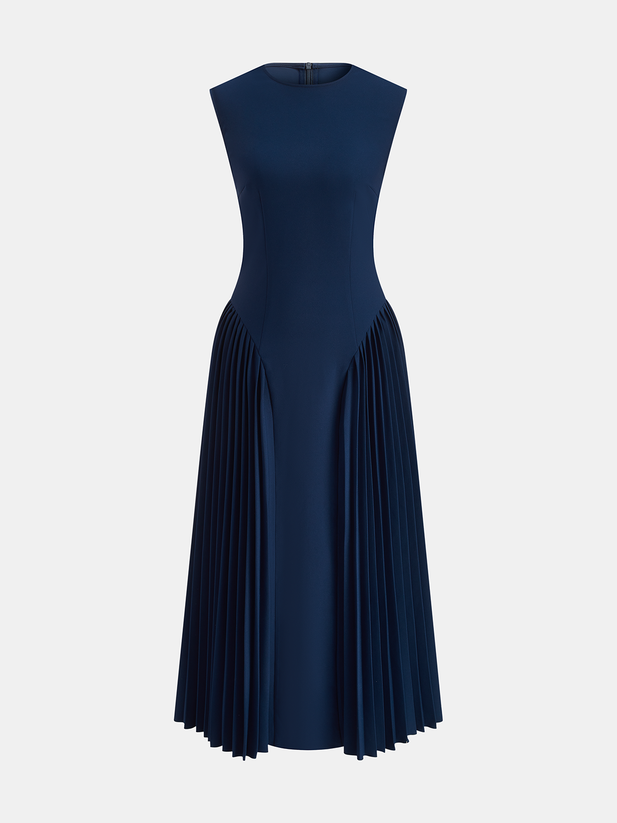 Sleeveless Fitted Pleated Maxi Dress for Elegant Evening Events