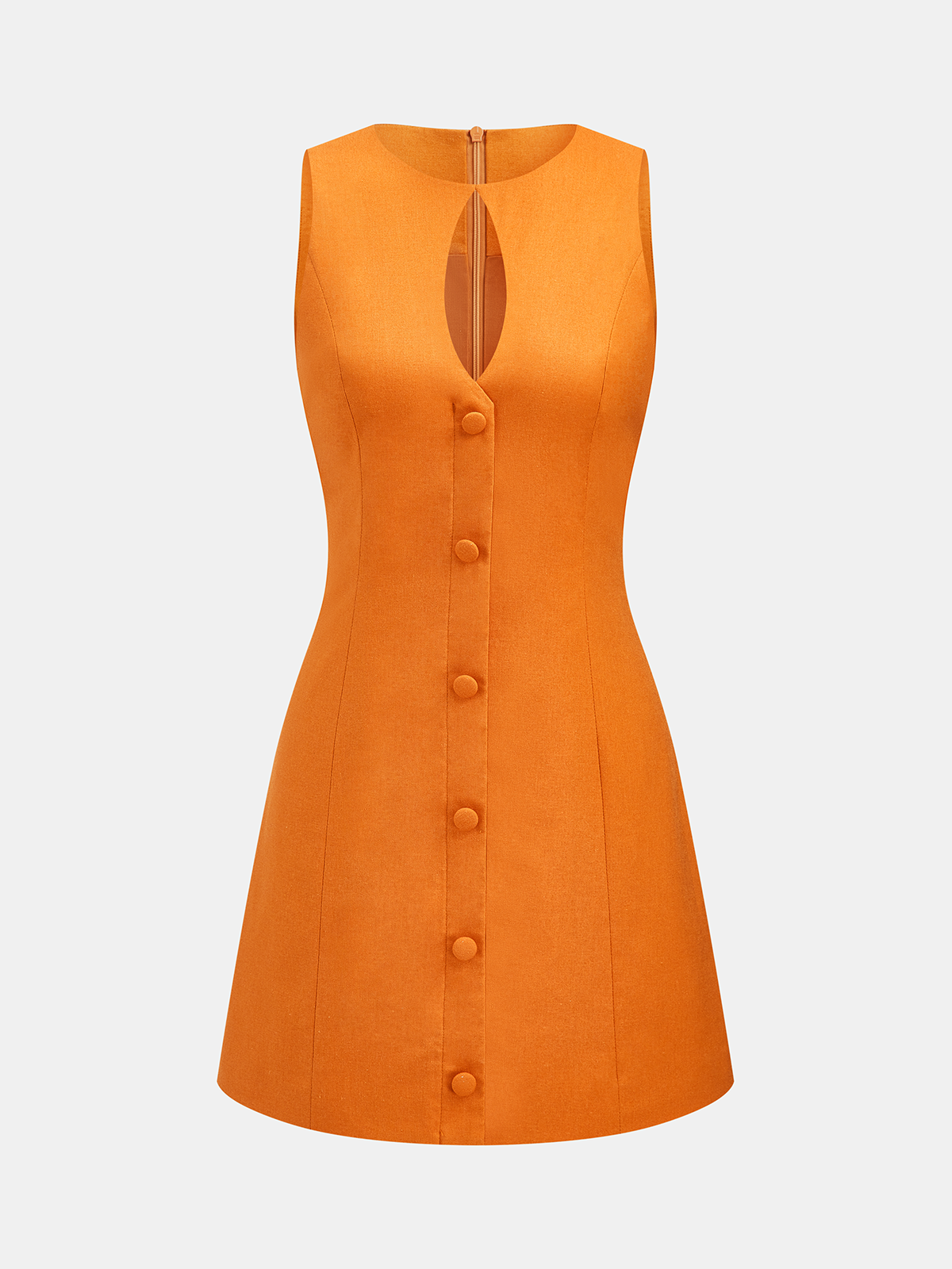 Linen-Blend Keyhole Neck Sleeveless Mini Dress for Women Summer Casual