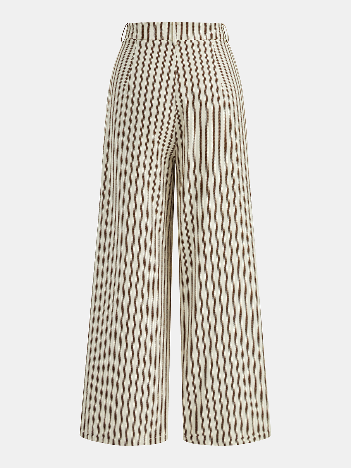 Striped Halter Neck Pants Set with Metal Button Women's Casual Outfit