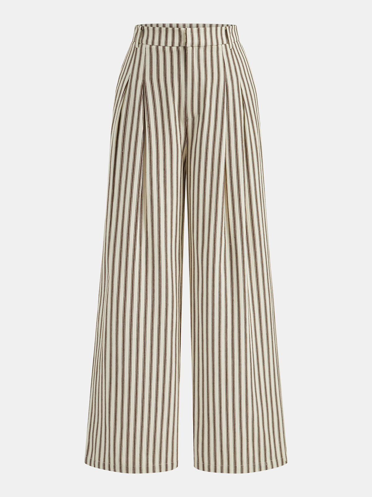 Striped Halter Neck Pants Set with Metal Button Women's Casual Outfit