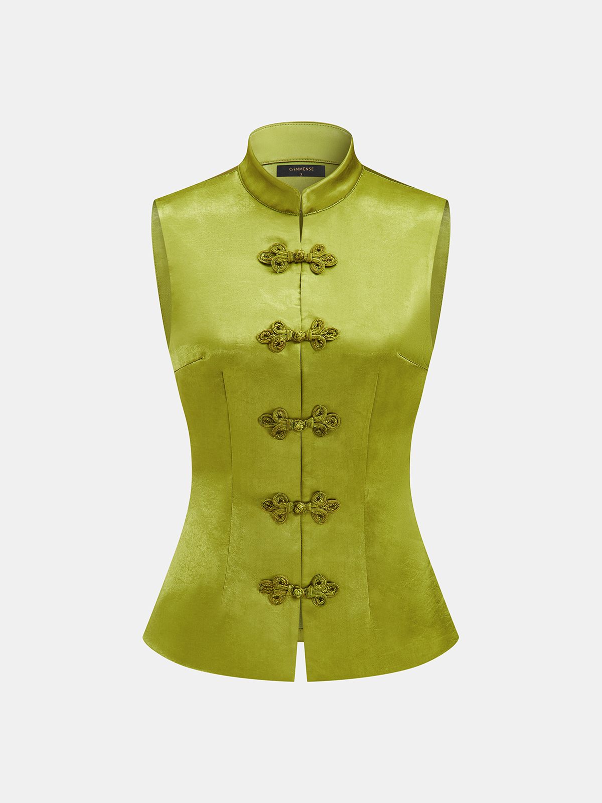Chinese Knot Button Sleeveless Vest & Pants Set, Traditional Elegant Outfit for Women.