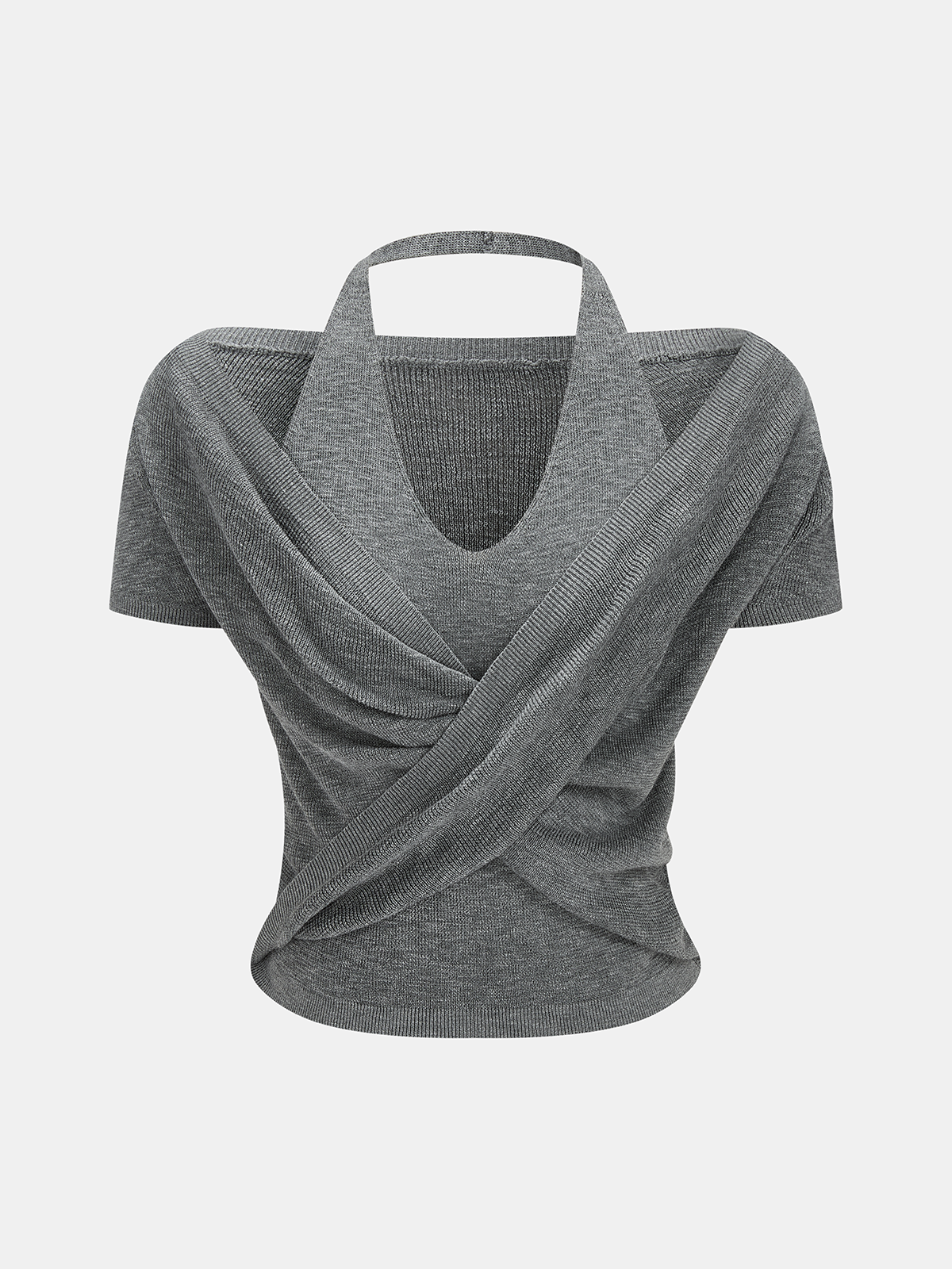 Crisscross Wrap Halter Neck Women's Fashion Knit Top