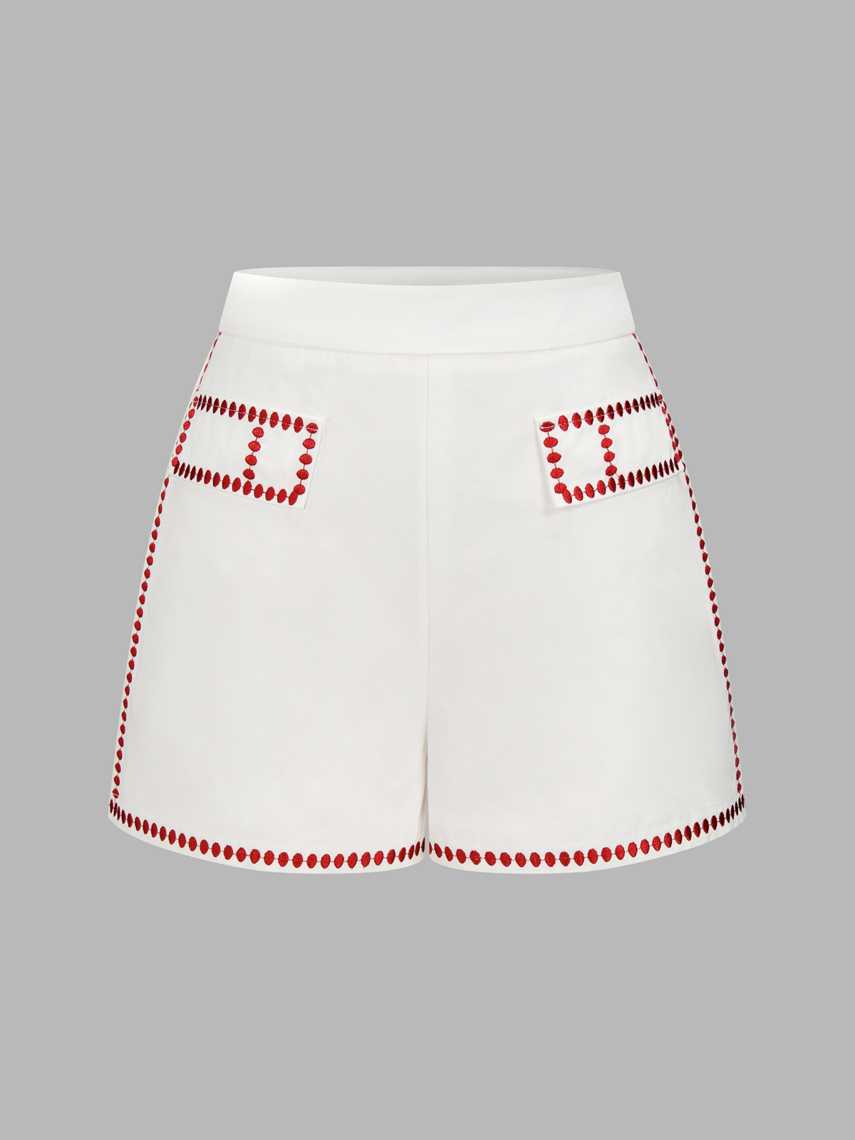 Square Neck Embroidered Top & Shorts Set with Floral Design