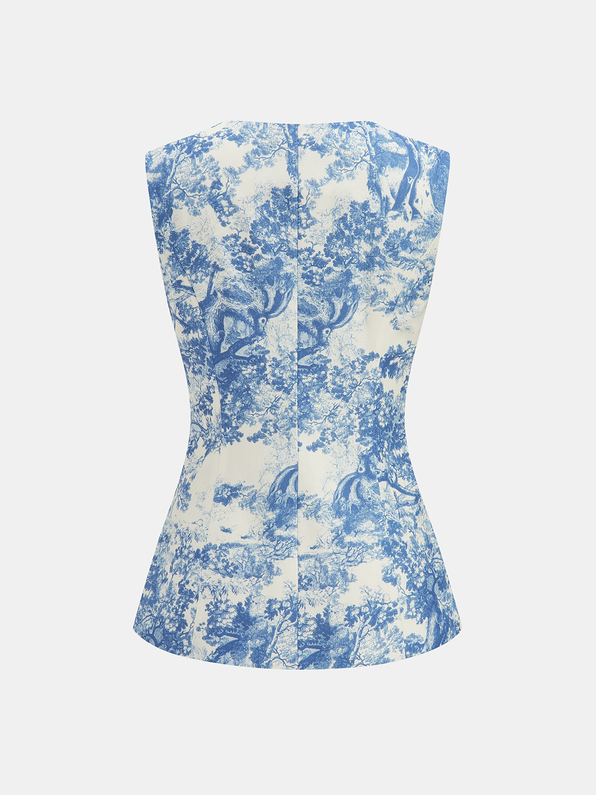 Toile Print Vest & Wide-Leg Pants Set Women's Casual Outfit
