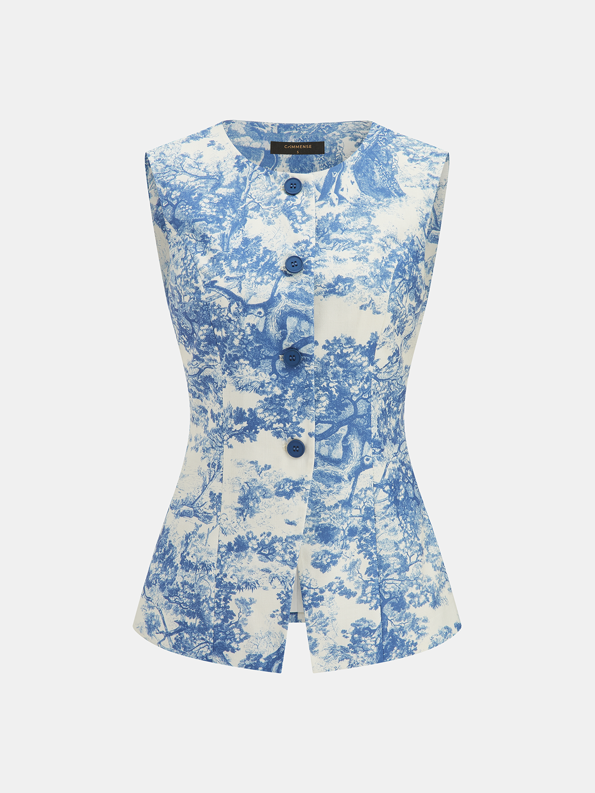 Toile Print Vest & Wide-Leg Pants Set Women's Casual Outfit