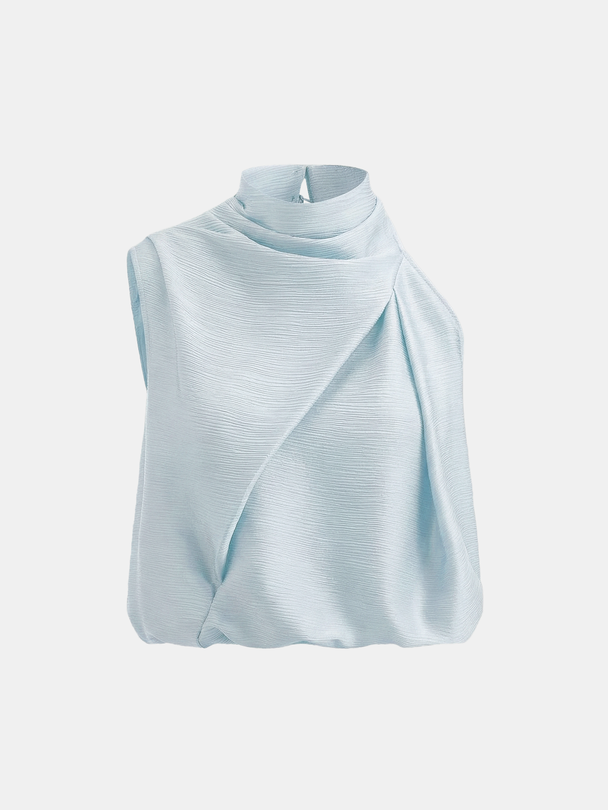 Satin Draped High Neck Sleeveless Top for Elegant Evening Wear