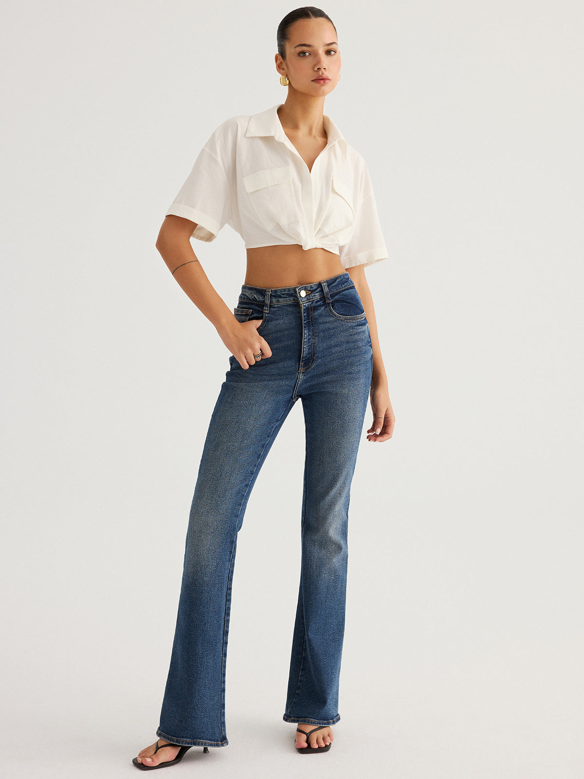 Twisted Cropped Short Sleeve Shirt Trendy Summer Casual Wear