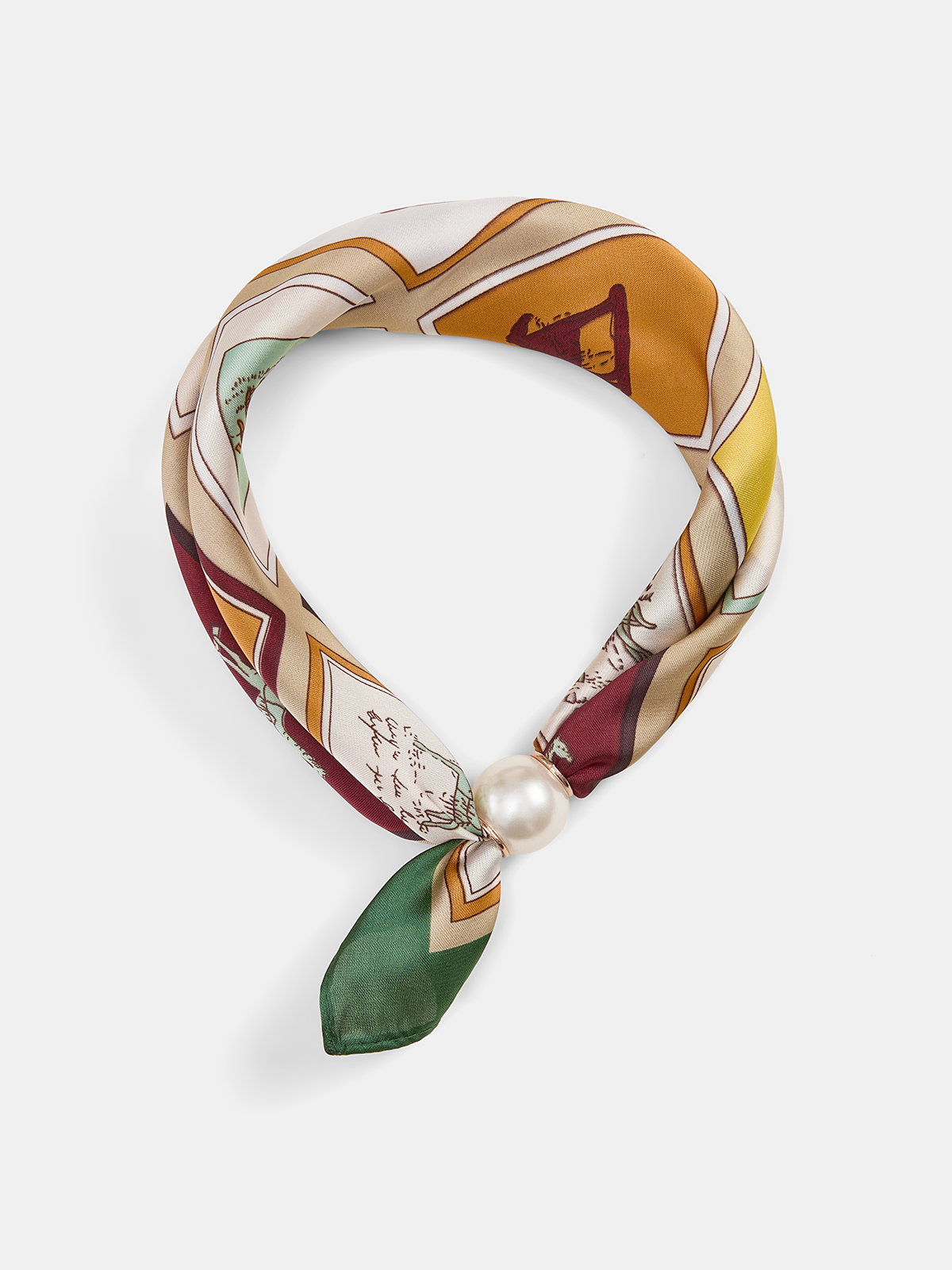 Pearl Accent Lightweight Floral Pattern Printed Scarf for All Seasons