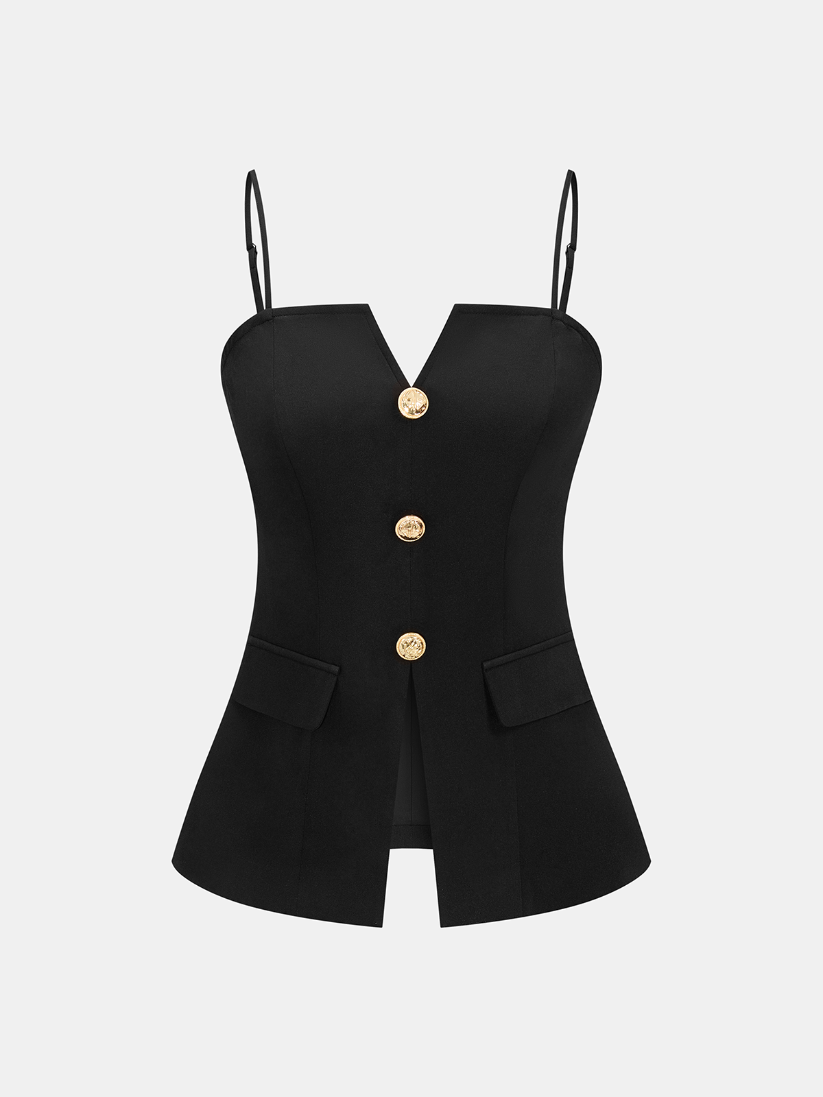 Metal Button Cami Top & Patterned Shorts Set for Women