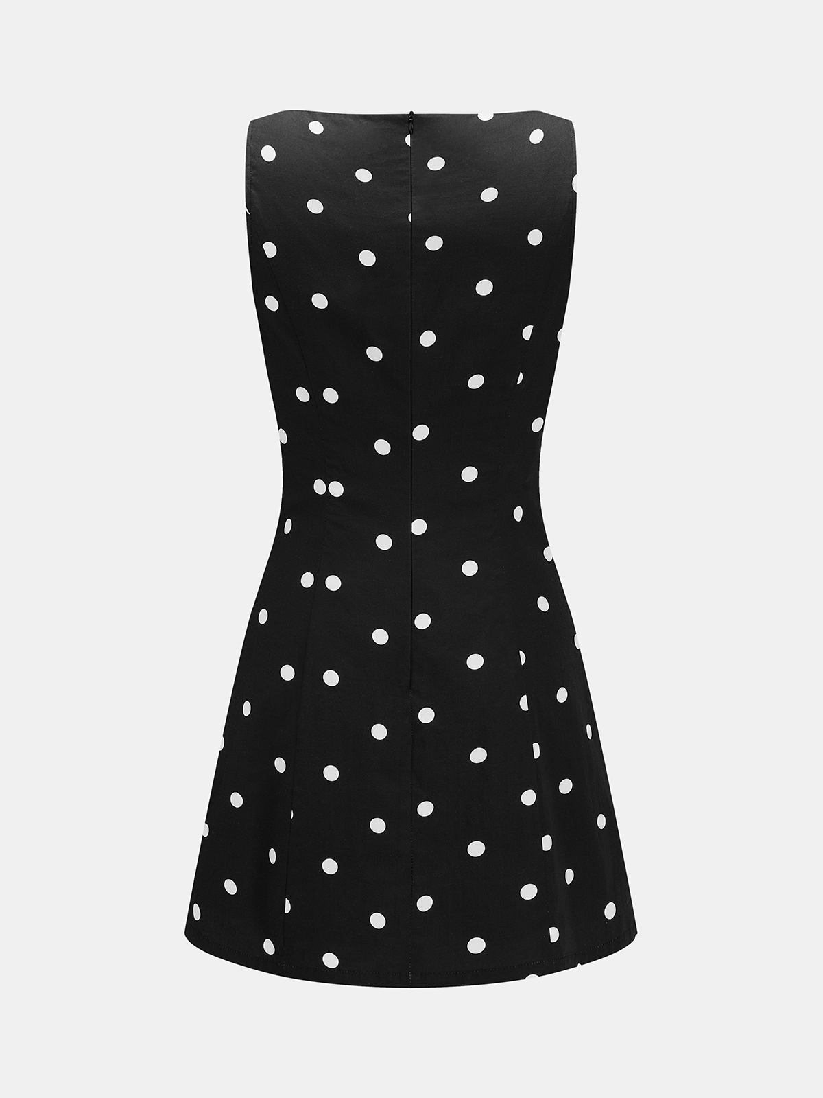 Polka Dot Keyhole Neck Sleeveless Cotton Dress for Women Summer Chic