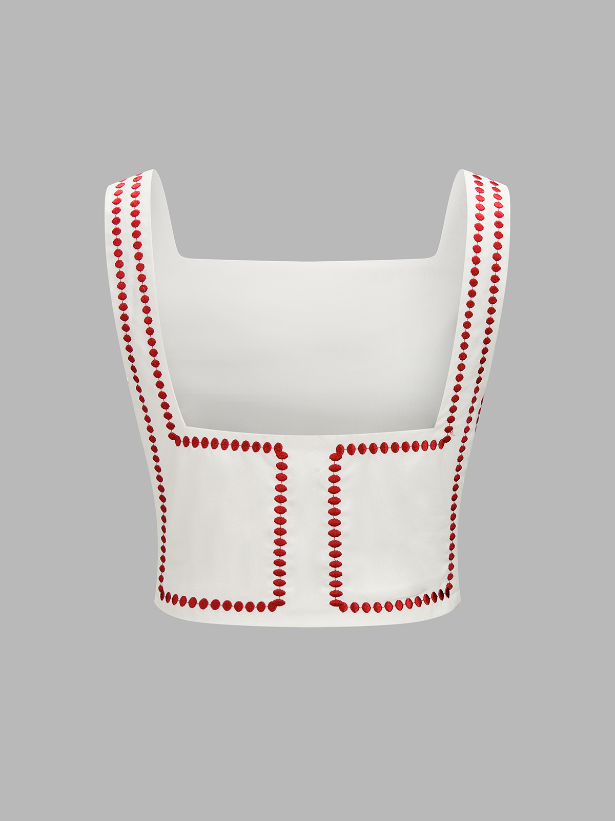 Square Neck Embroidered Top & Shorts Set with Floral Design