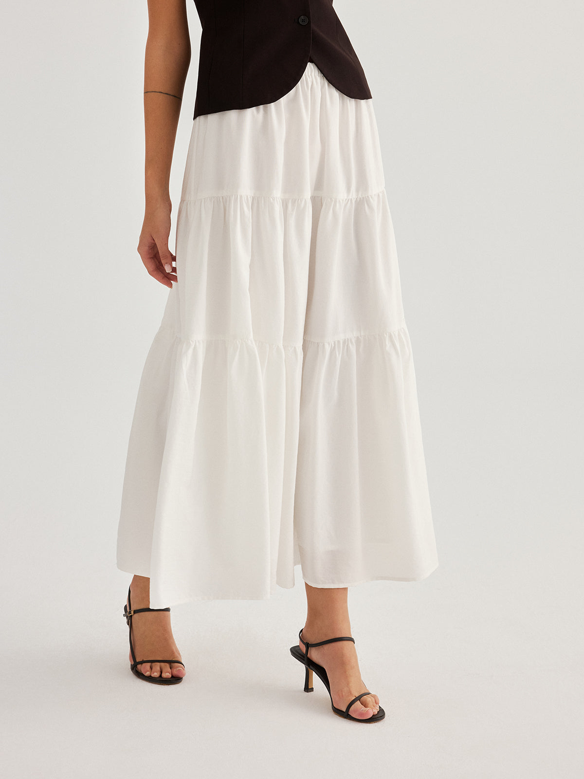Tencel Blend Tiered Maxi Skirt for Women Lightweight Comfortable