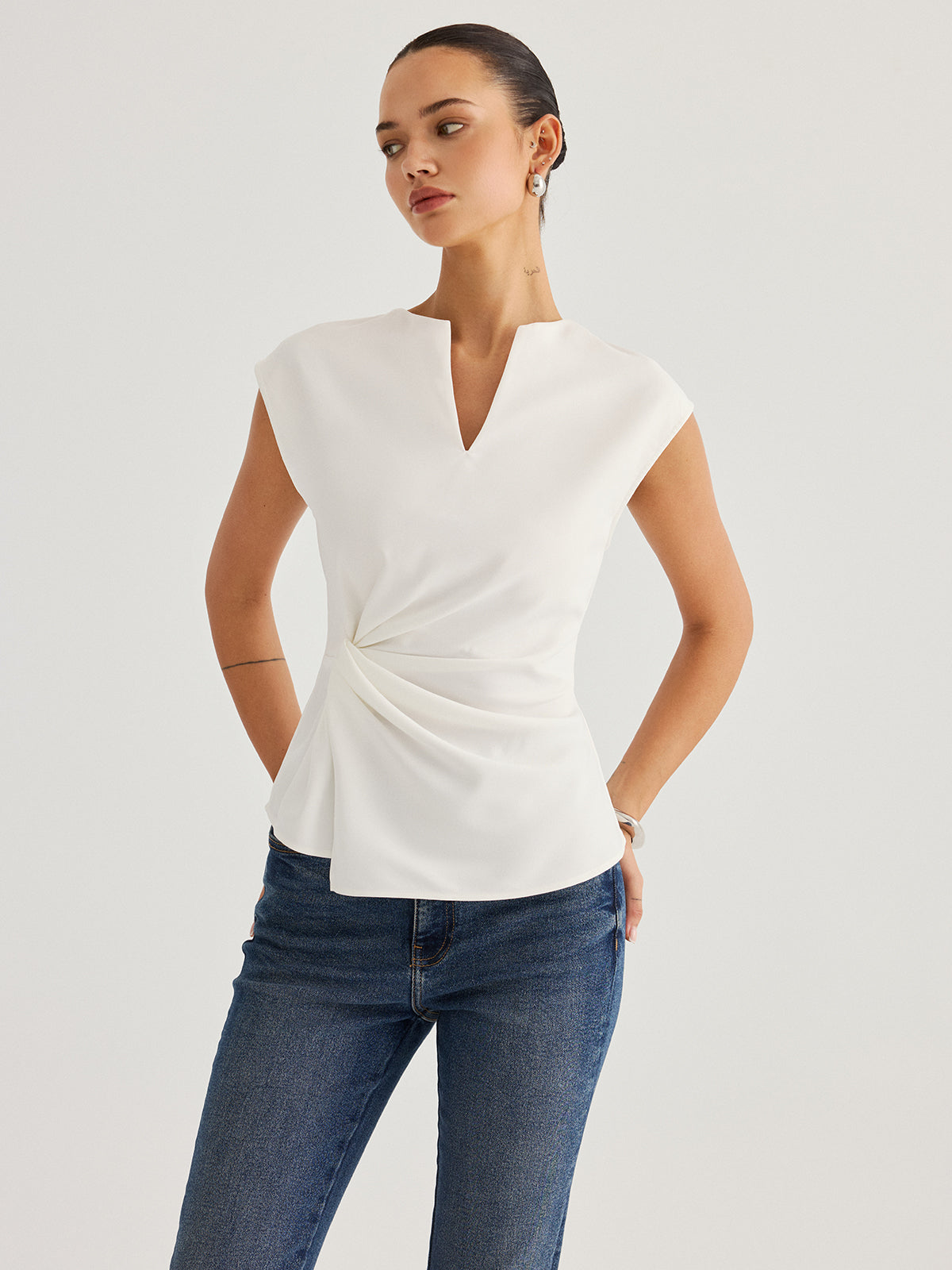 Sleeveless Twisted Waist Blouse for Women Casual Office Wear