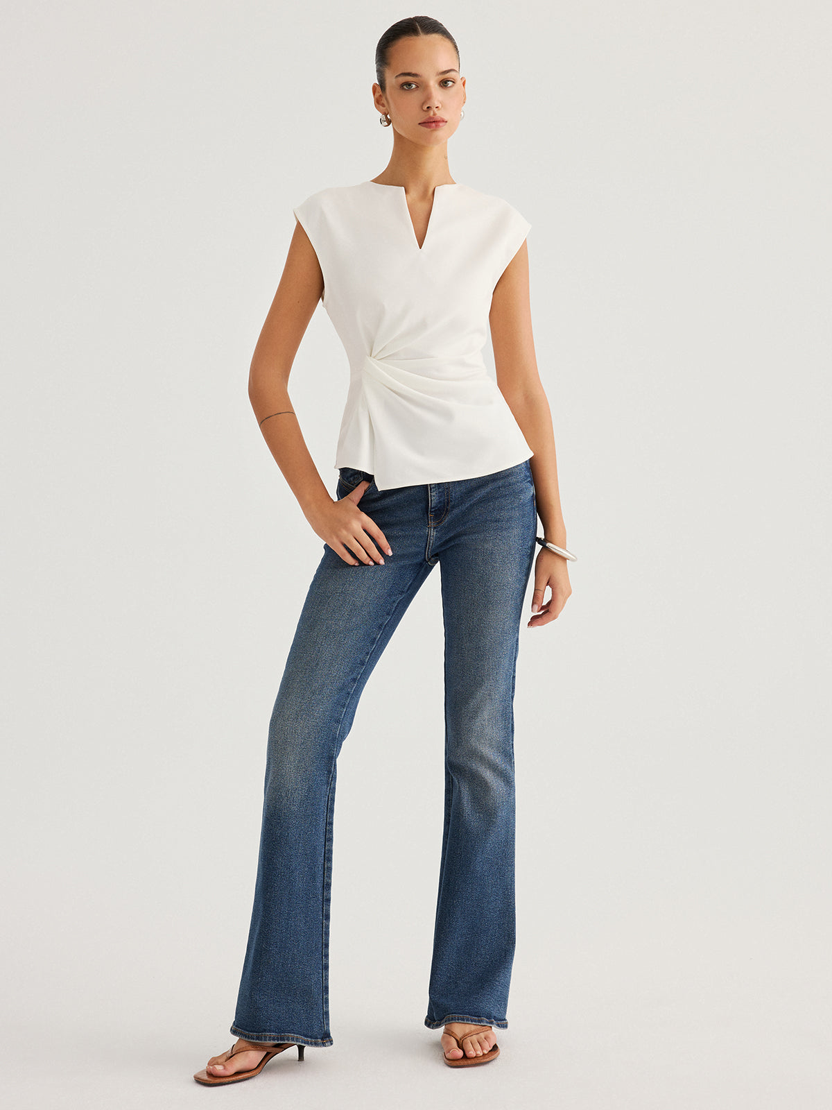 Sleeveless Twisted Waist Blouse for Women Casual Office Wear