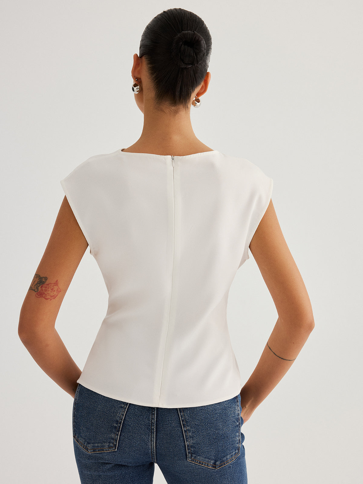 Sleeveless Twisted Waist Blouse for Women Casual Office Wear