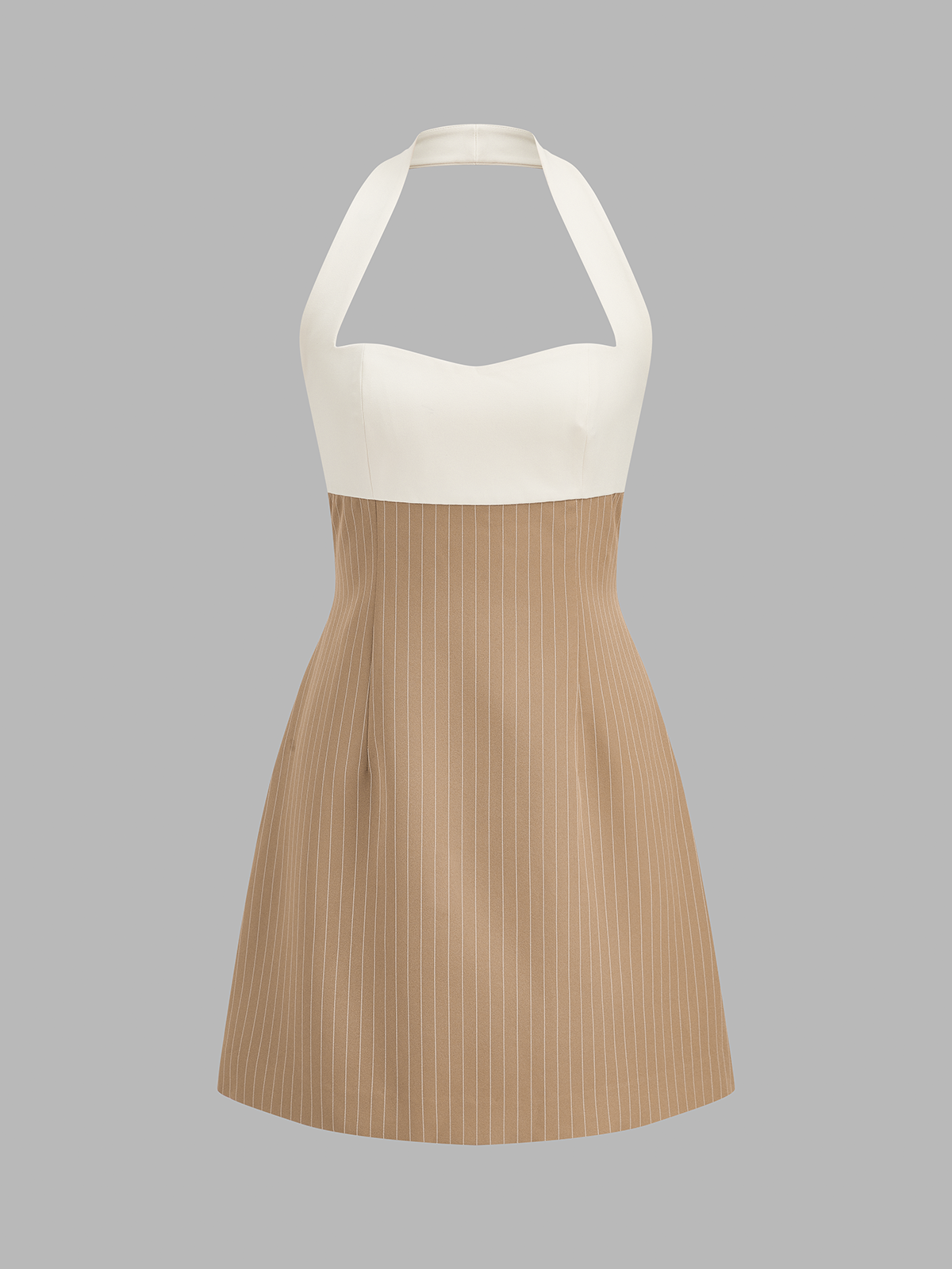 Color Block Halter Pinstripe Mini A-Line Dress for Casual Summer Wear