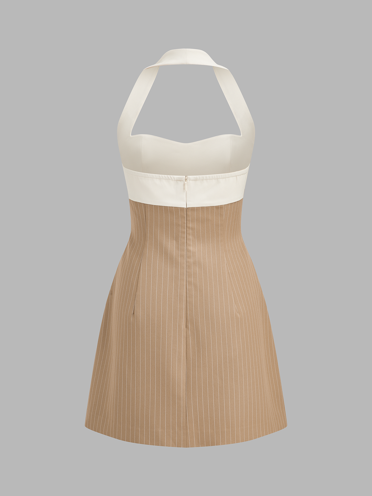 Color Block Halter Pinstripe Mini A-Line Dress for Casual Summer Wear