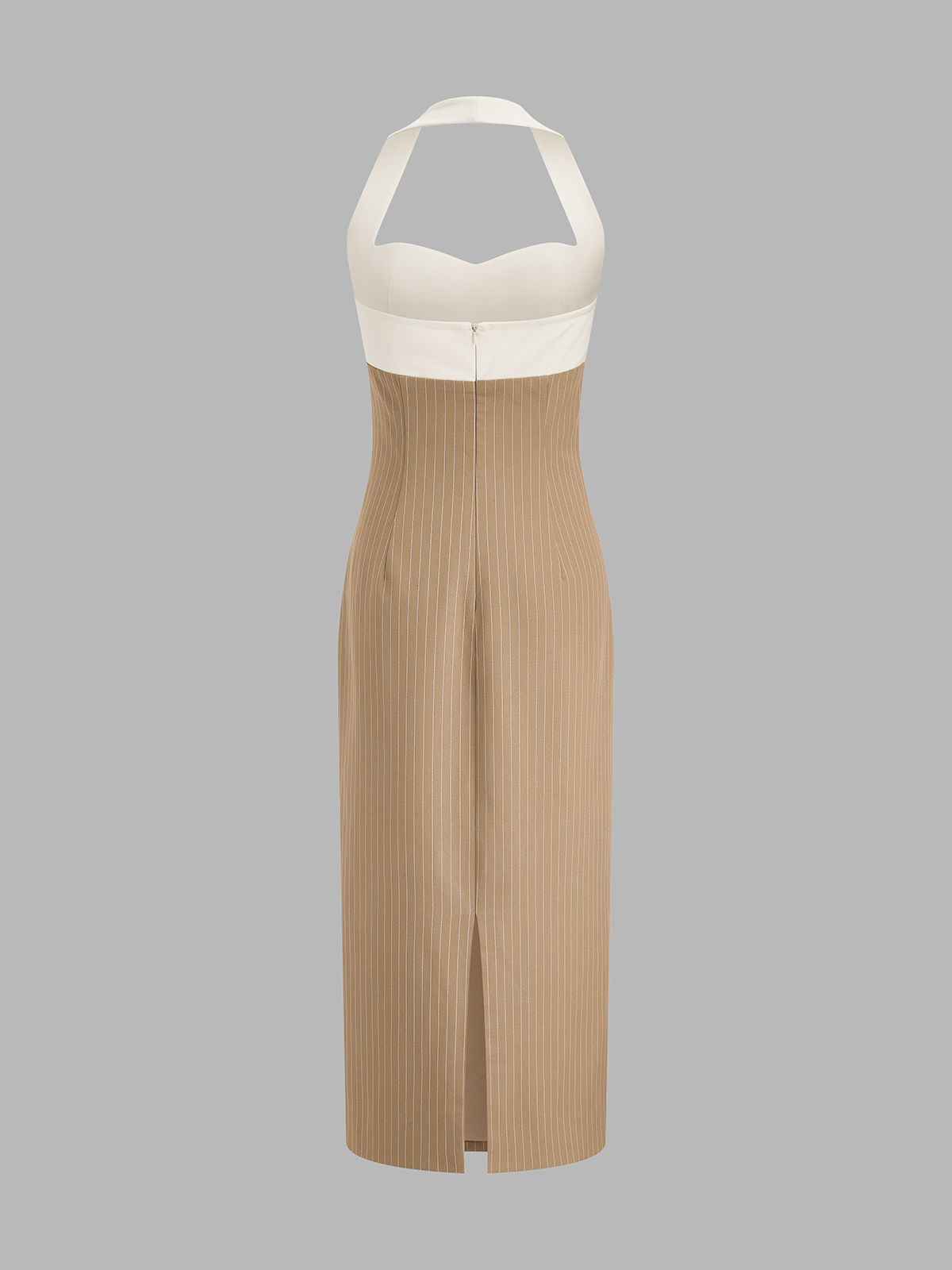 Color Block Halter Pinstripe Midi Bodycon Dress for Women Summer Trend