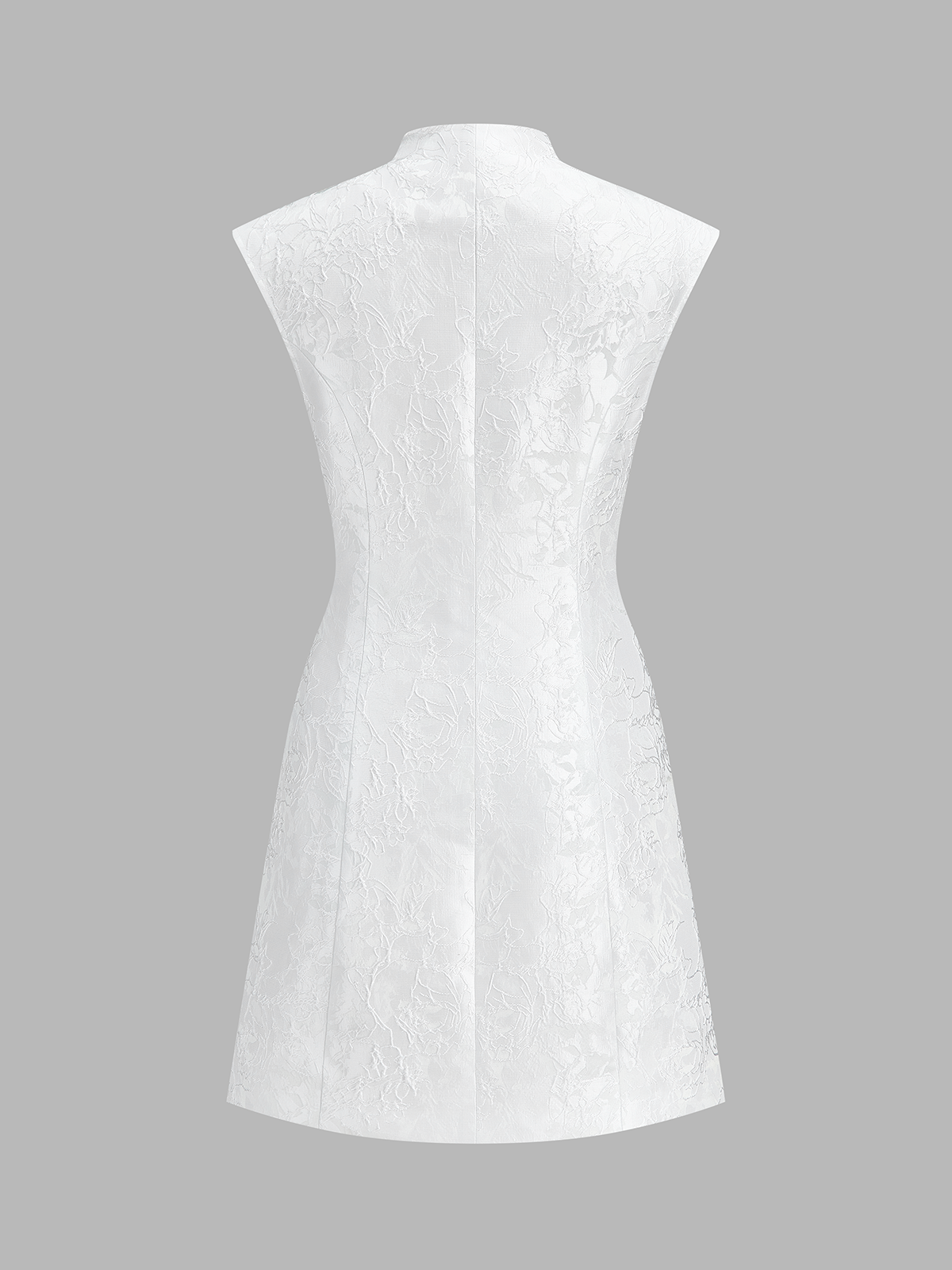 Jacquard Cheongsam-Style Frog Button Mini Dress with Traditional Pattern