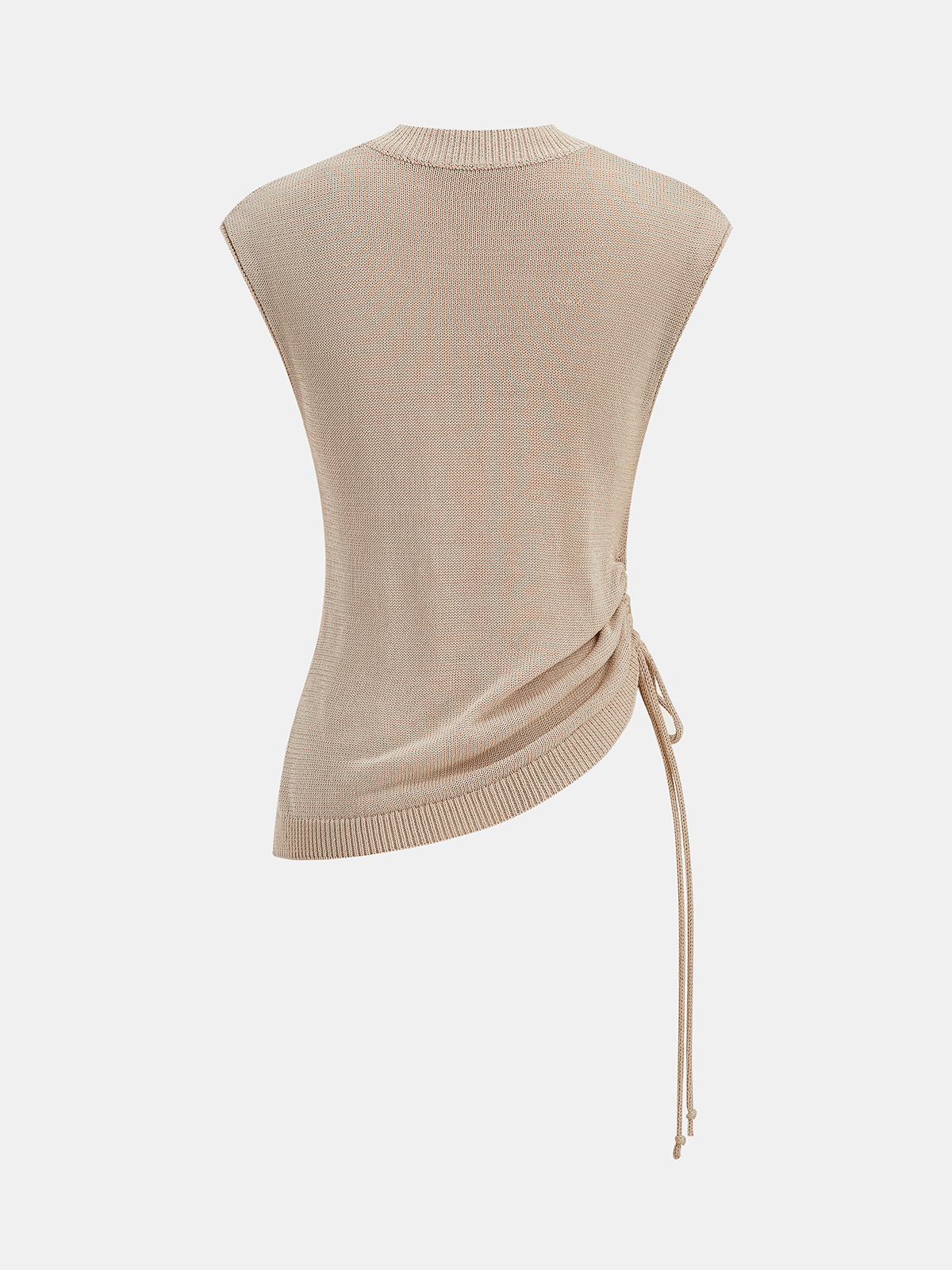 Sleeveless Asymmetric Drawstring Knit Top for Women Comfort Fit